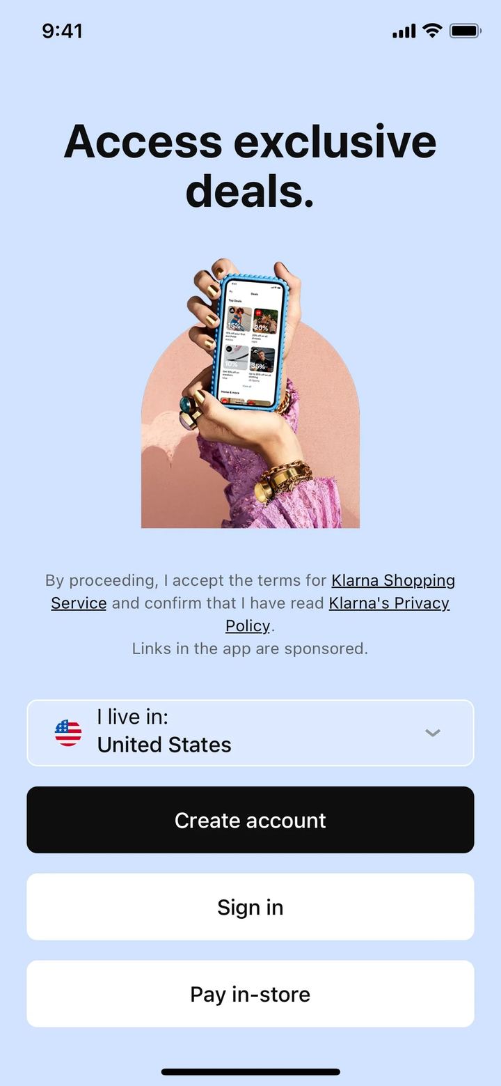 Klarna screen 1