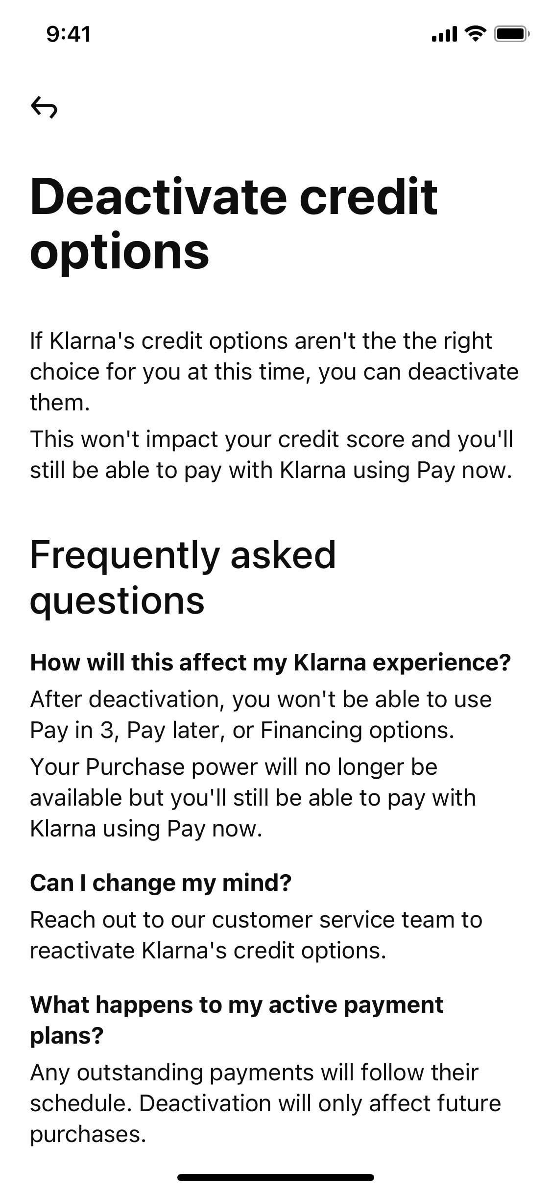 Klarna iOS screen 74