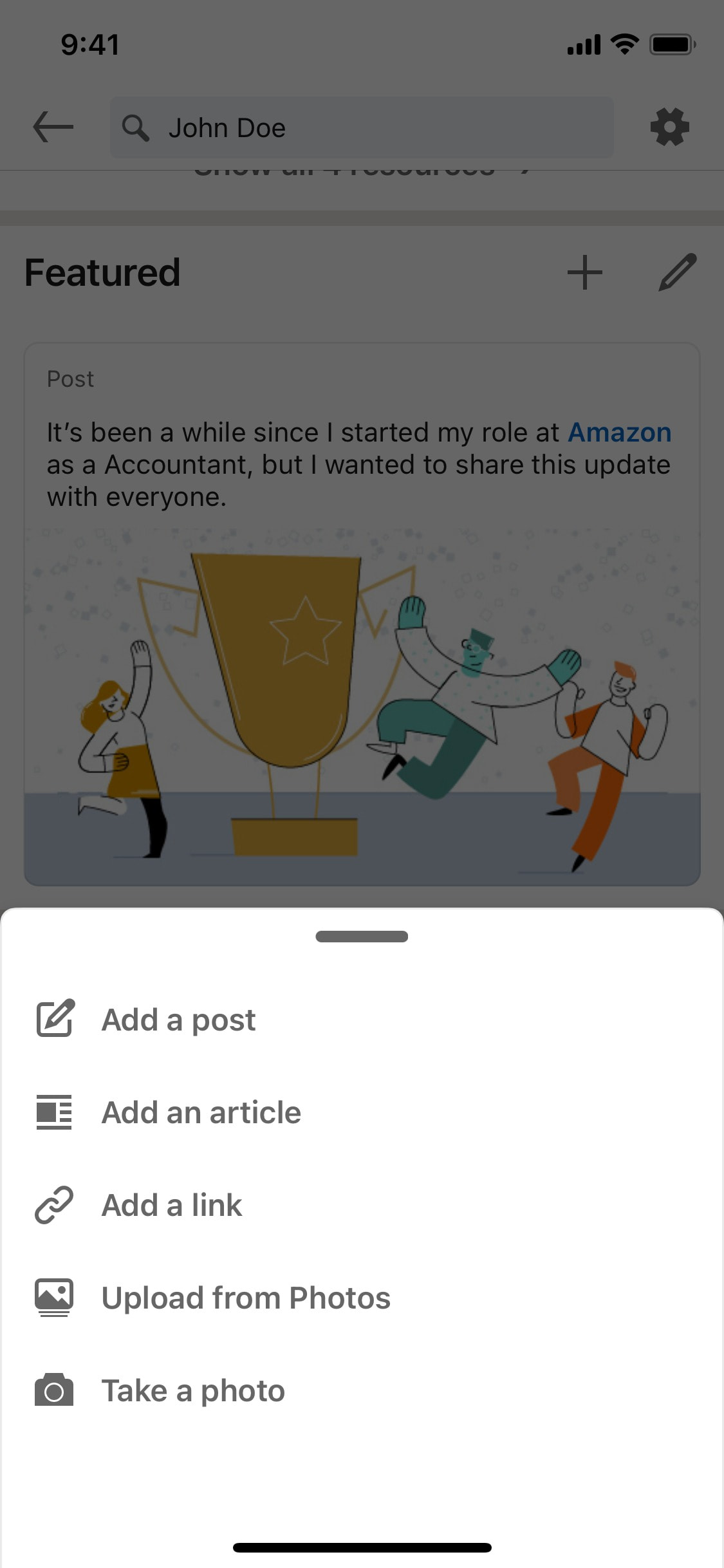 LinkedIn iOS screen 326