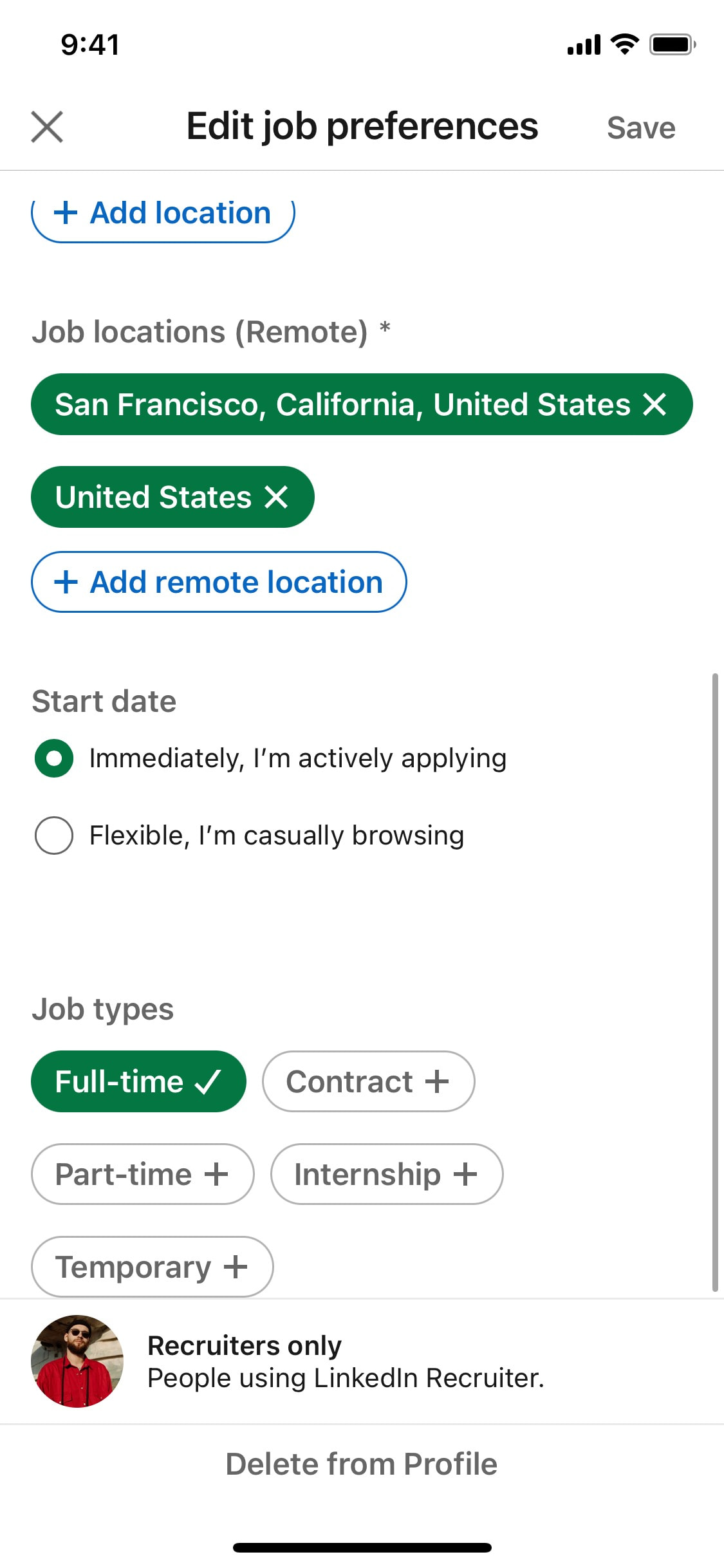 LinkedIn iOS screen 188