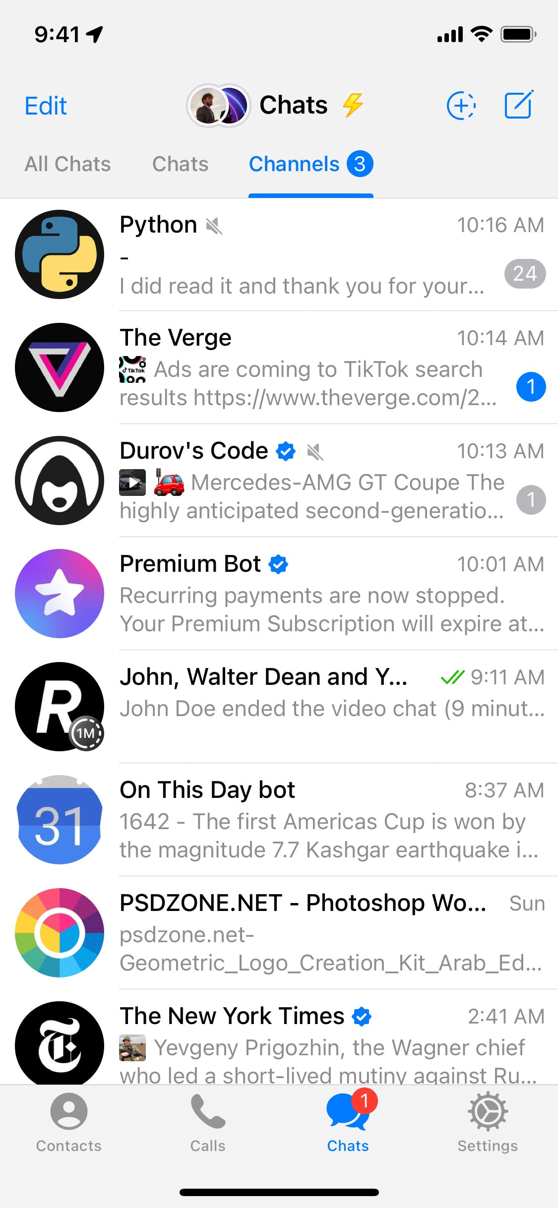 Telegram iOS screen 288