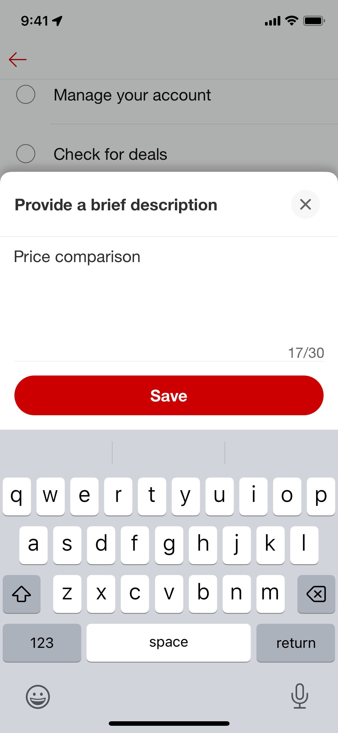 Target iOS screen 116