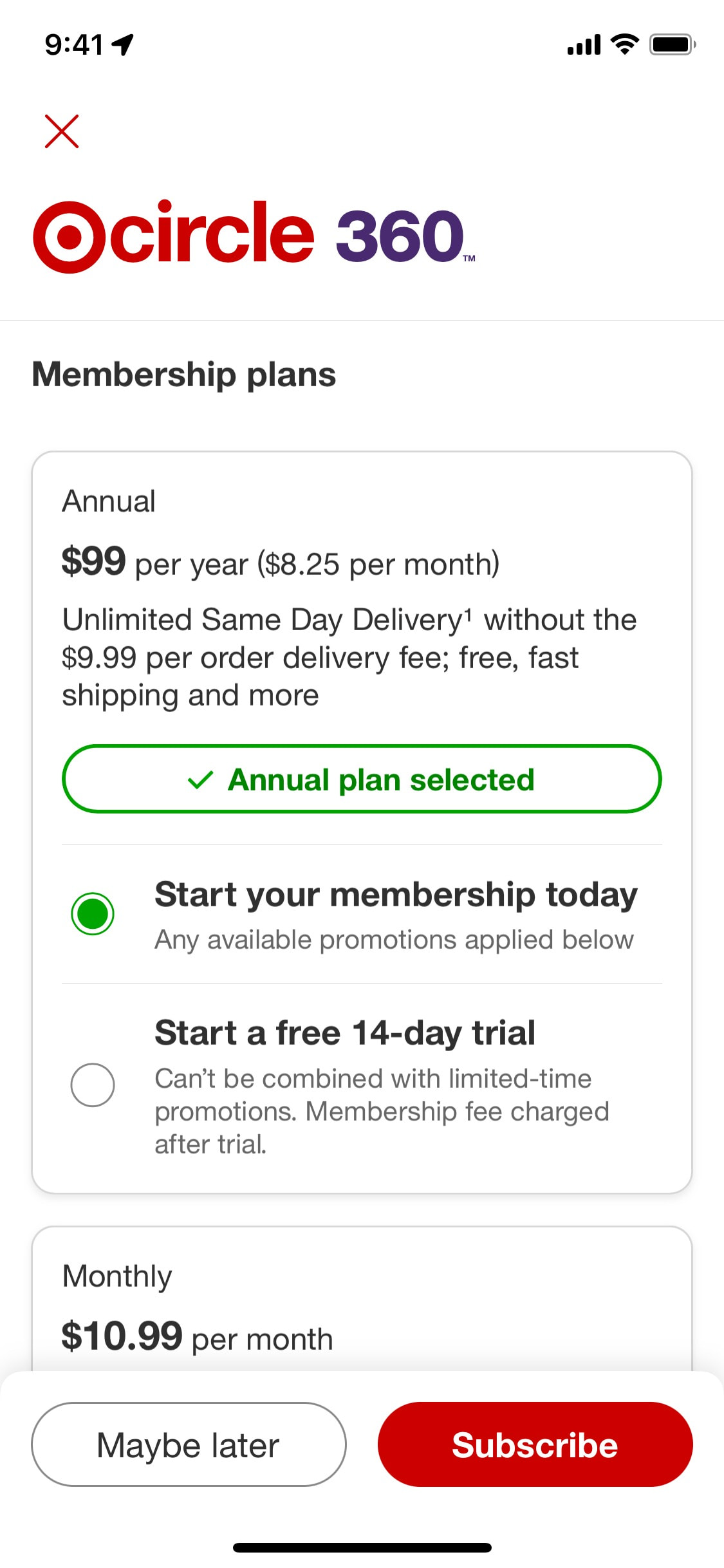 Target iOS screen 172