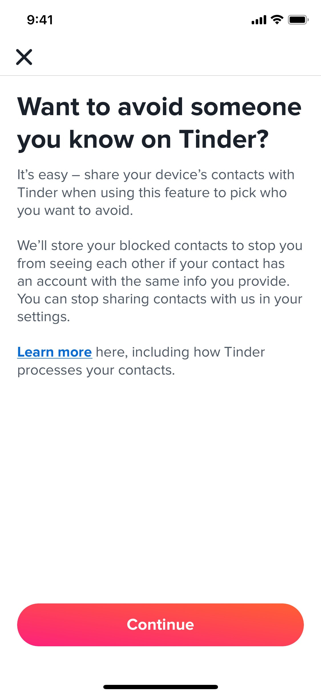 Tinder iOS screen 25