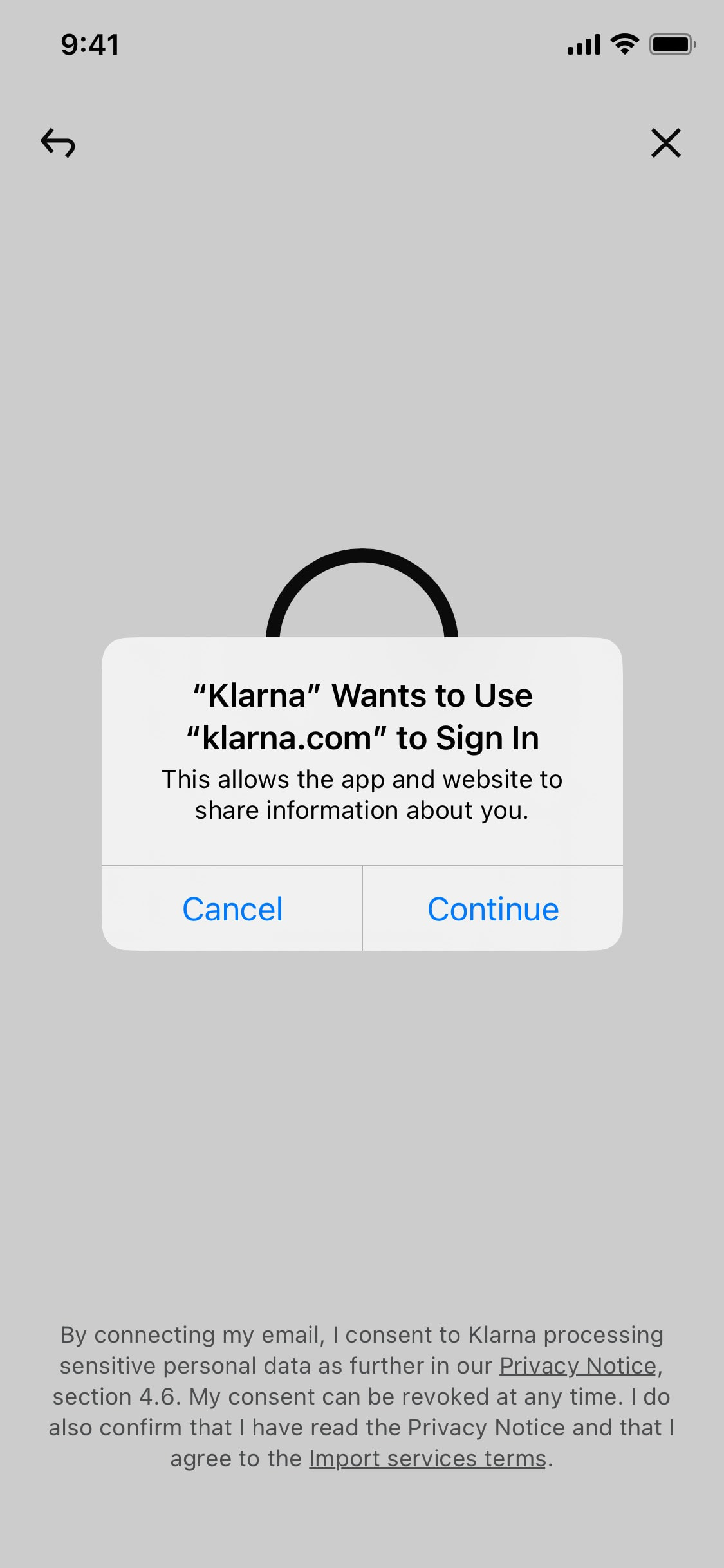 Klarna iOS screen 272