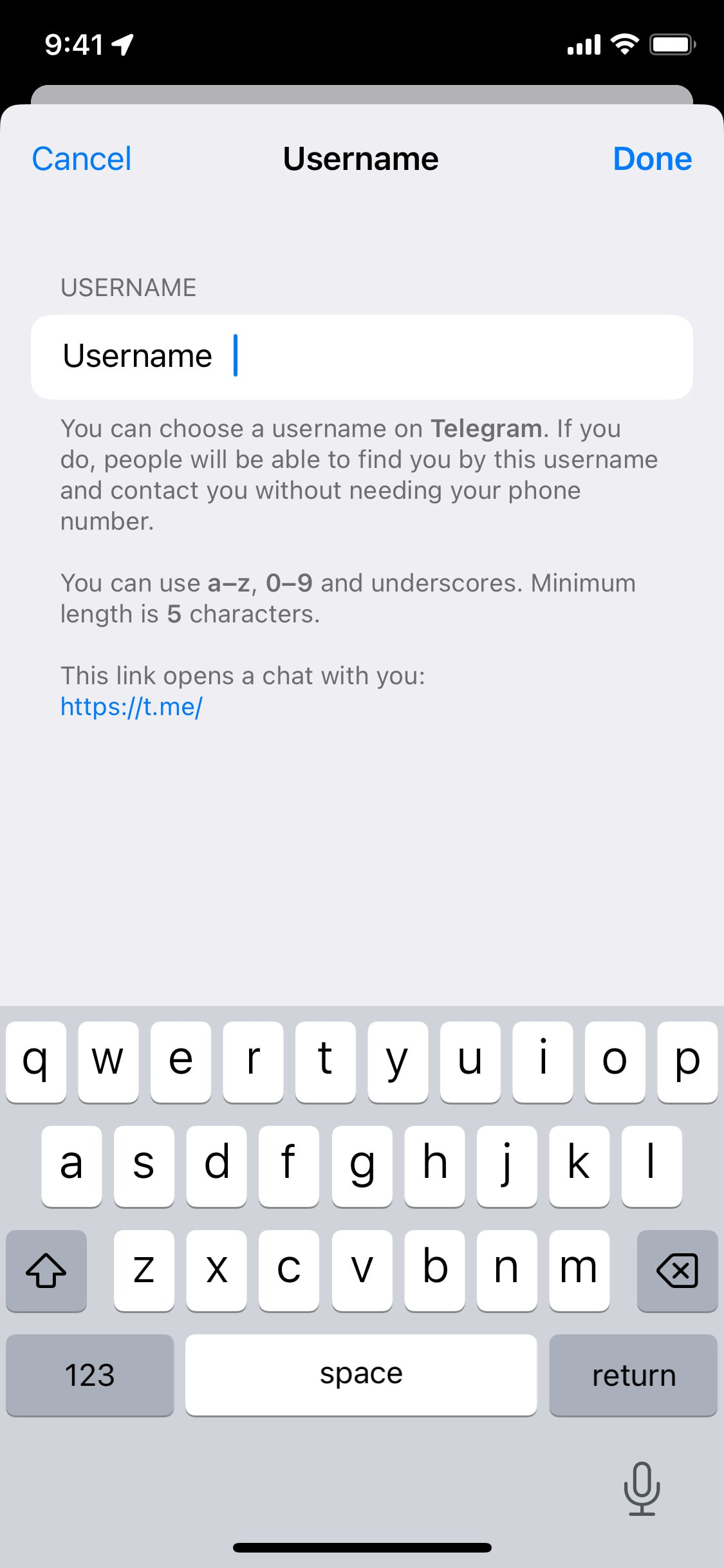 Telegram iOS screen 98