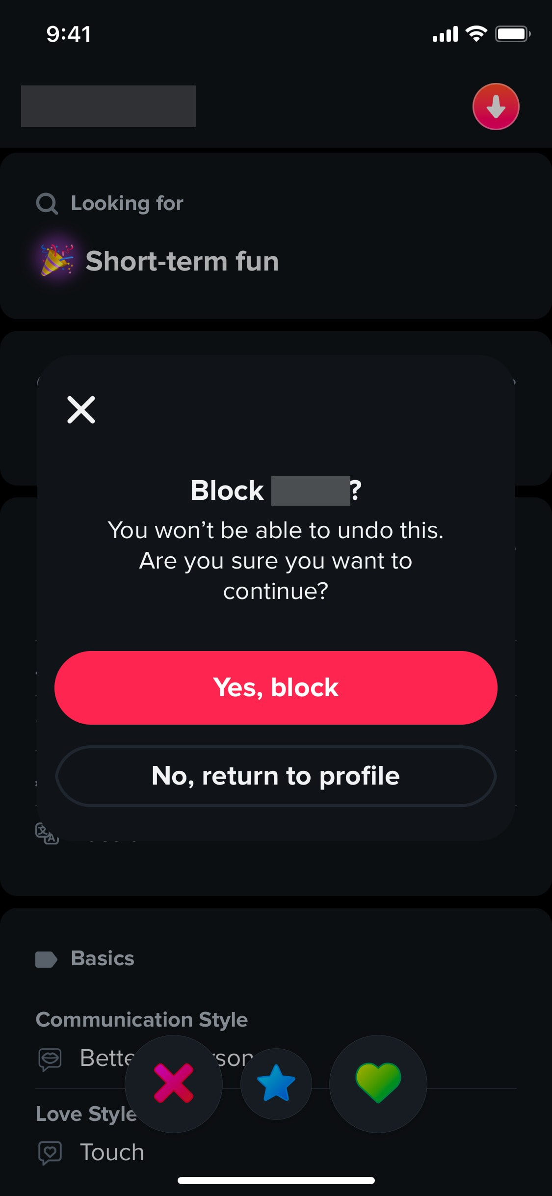 Tinder iOS screen 379