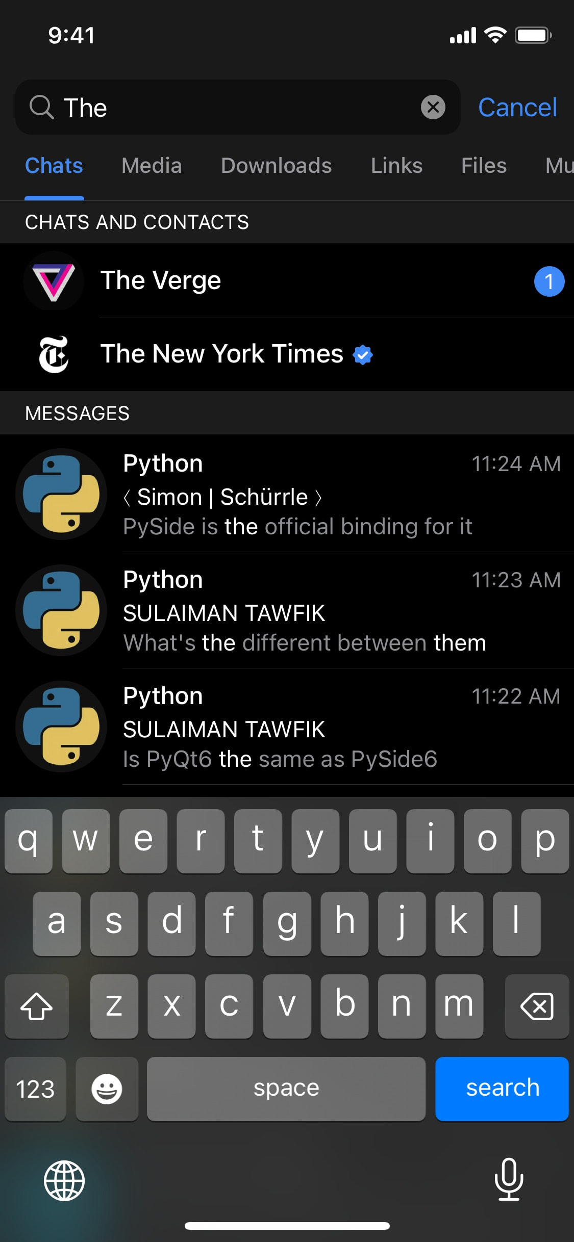 Telegram iOS screen 15