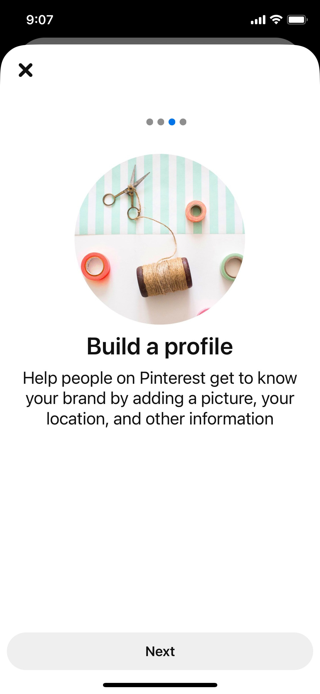 Pinterest iOS screen 100