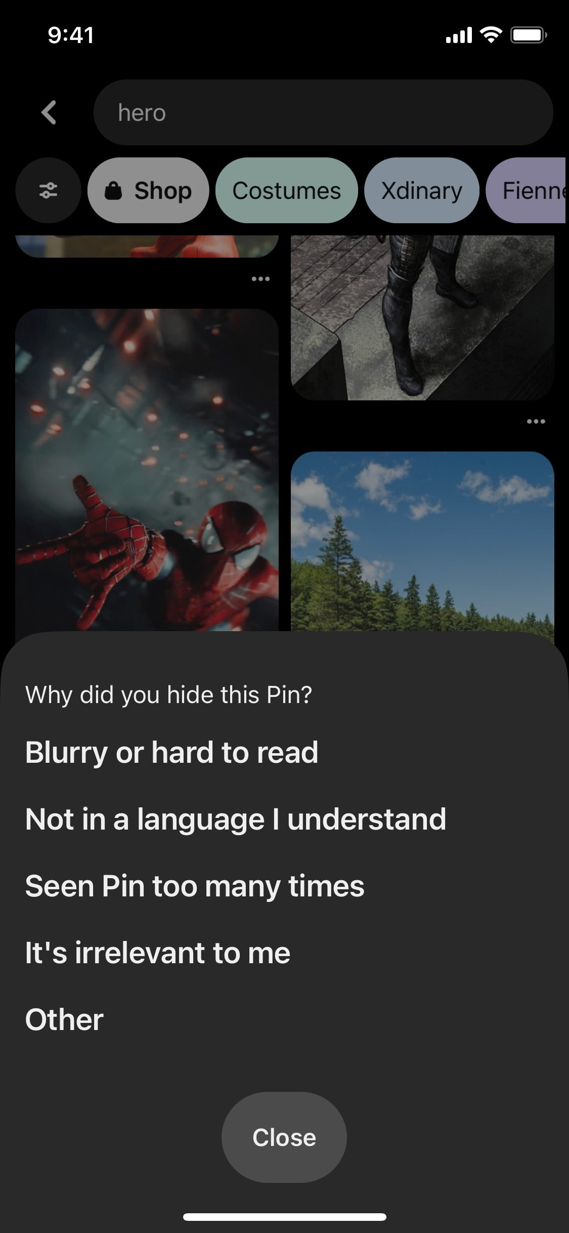 Pinterest iOS screen 464