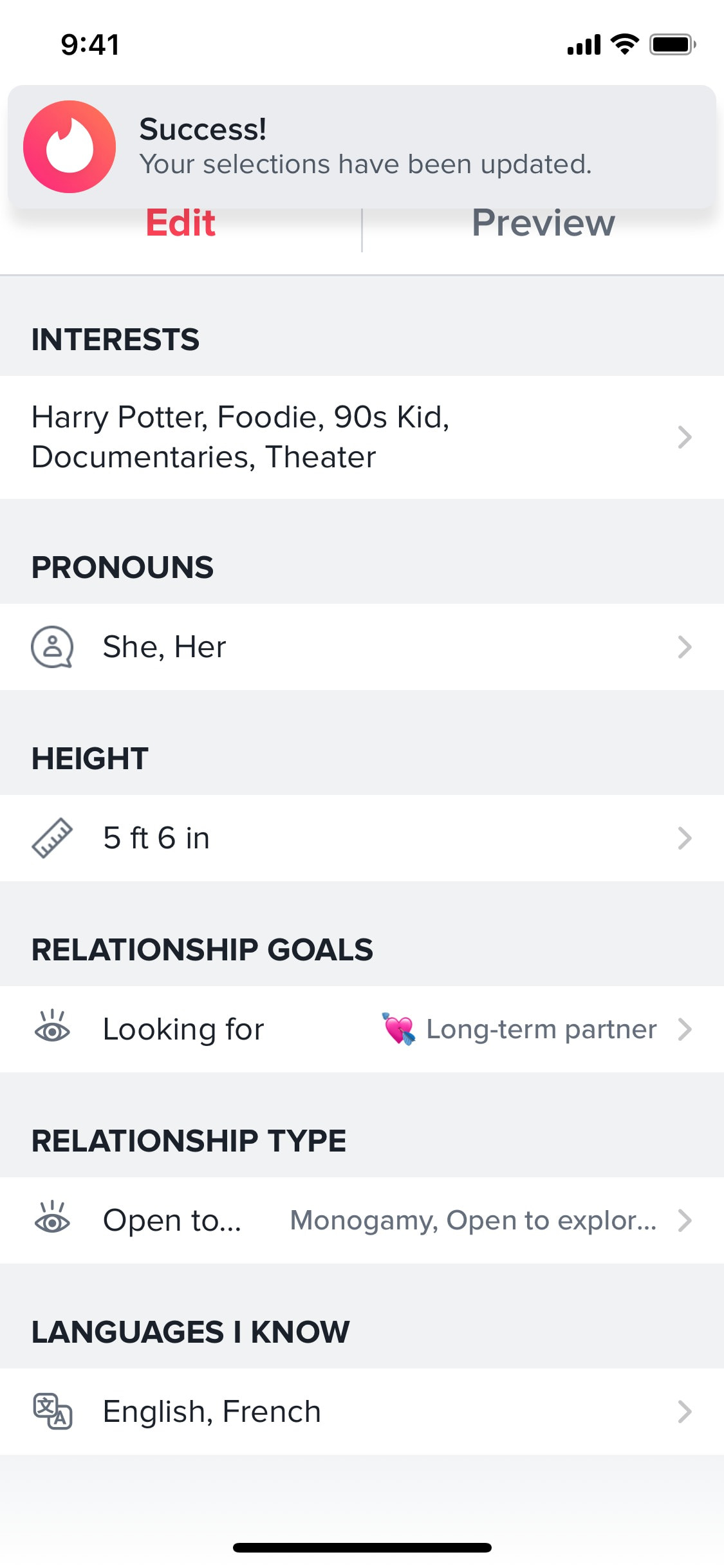 Tinder iOS screen 431