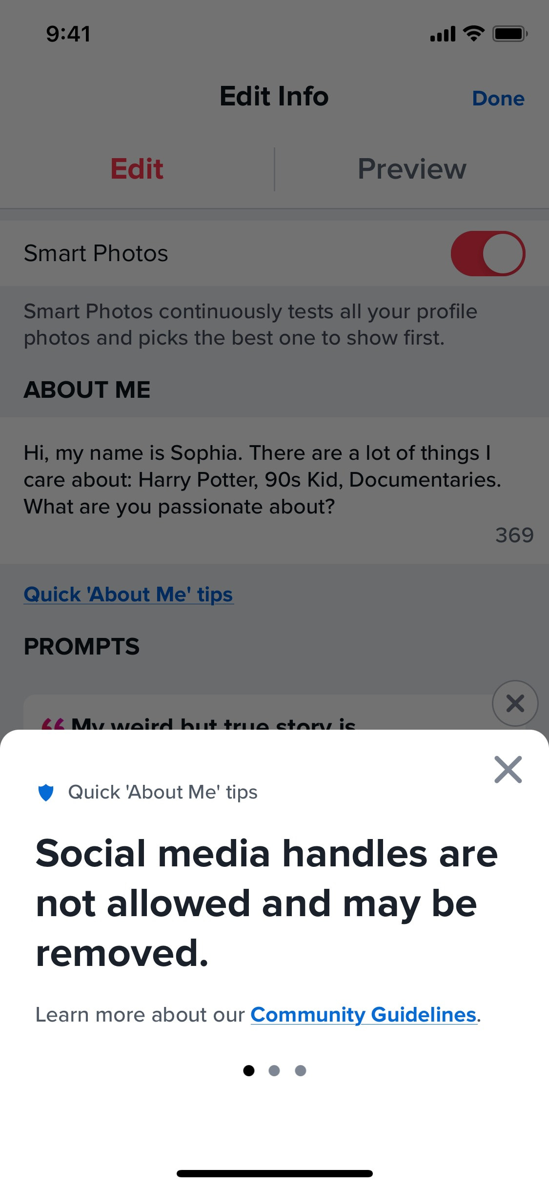 Tinder iOS screen 29