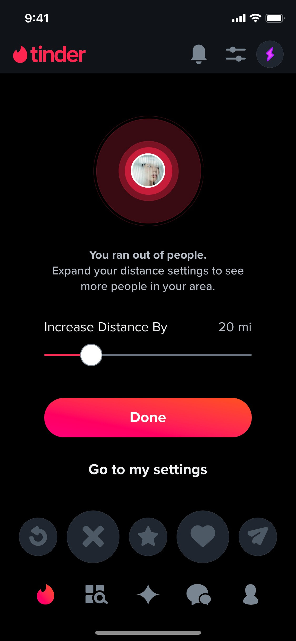Tinder iOS screen 194