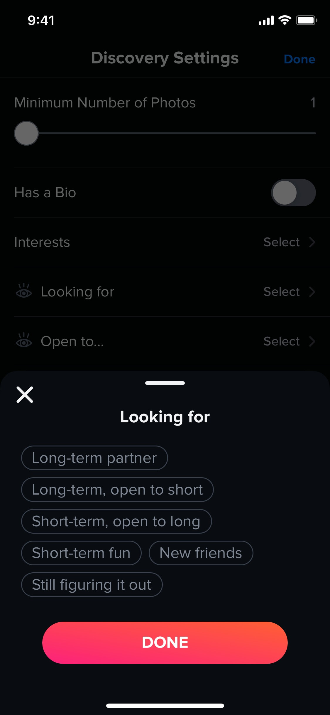Tinder iOS screen 11