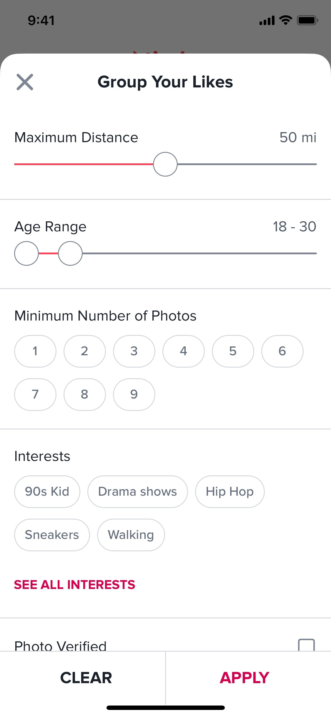 Tinder iOS screen 264
