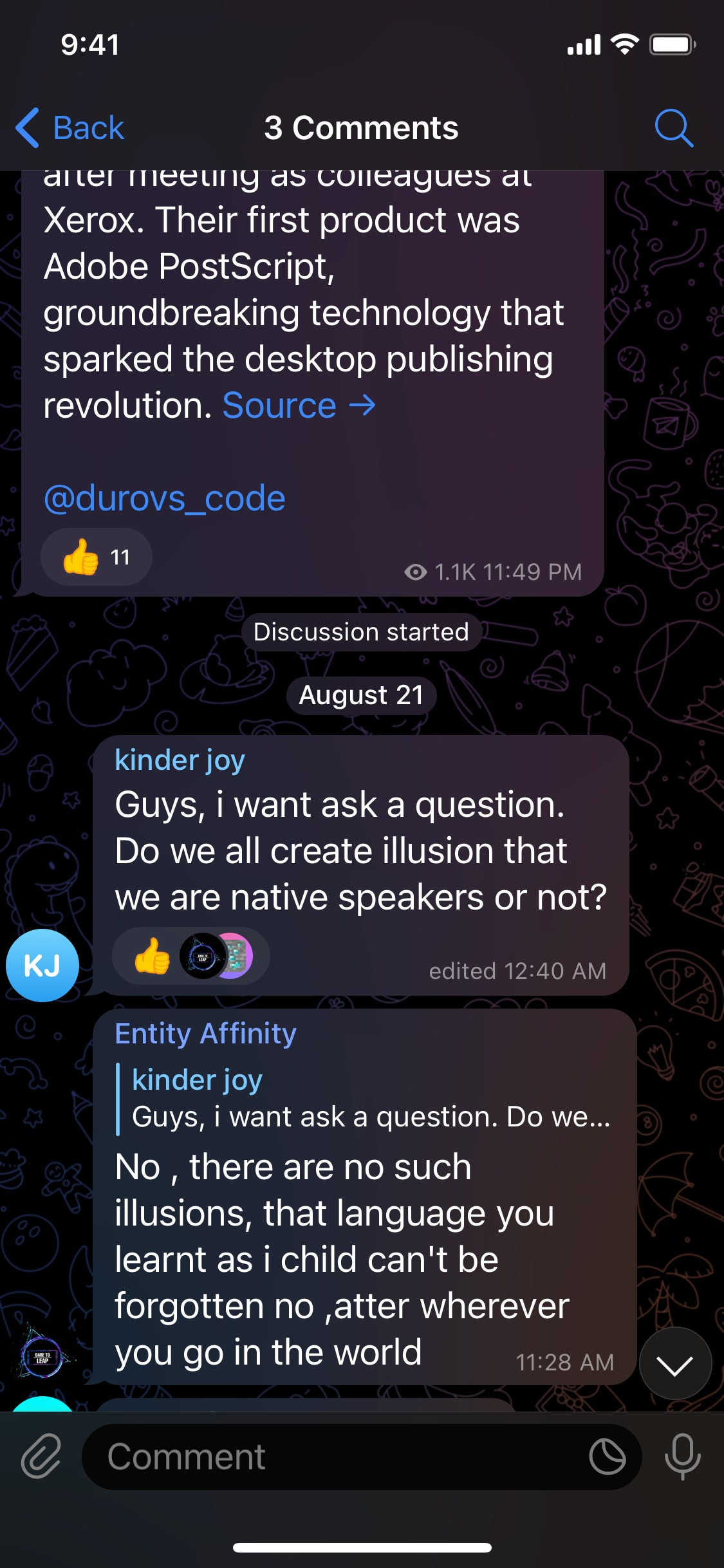 Telegram iOS screen 626