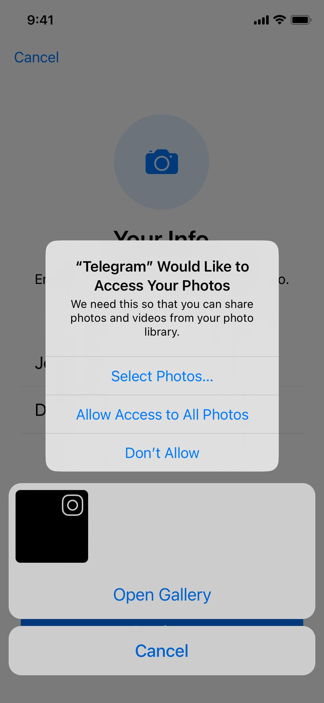 Telegram iOS screen 113