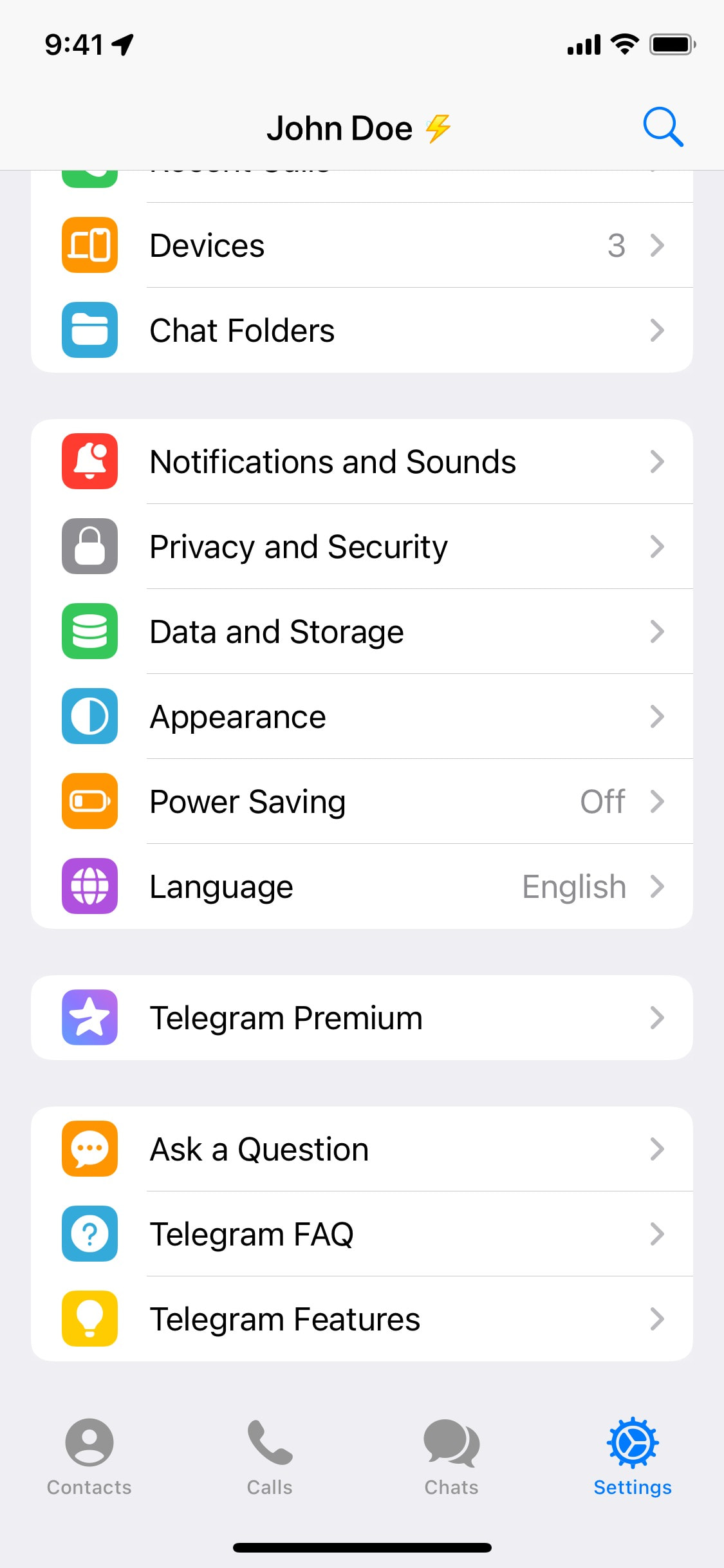 Telegram iOS screen 169