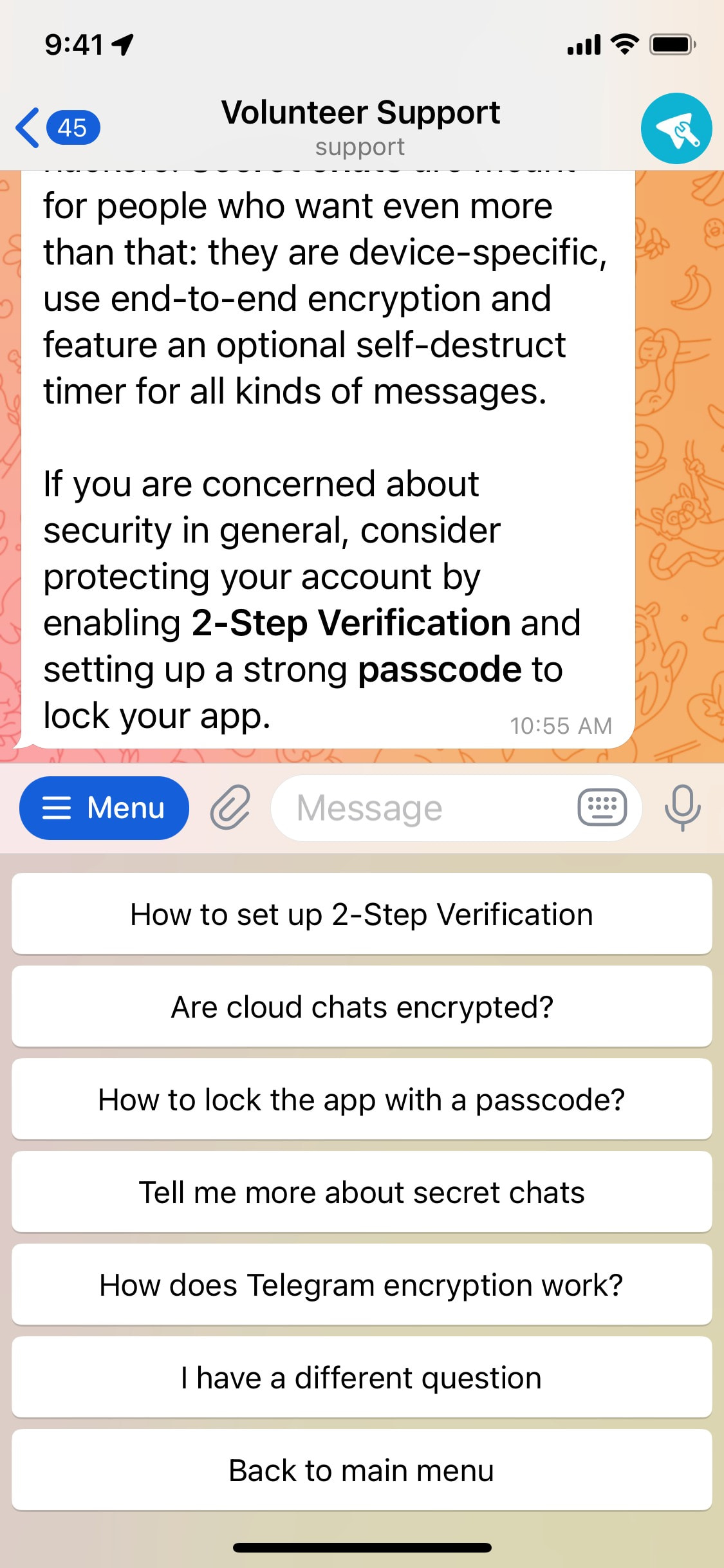 Telegram iOS screen 67