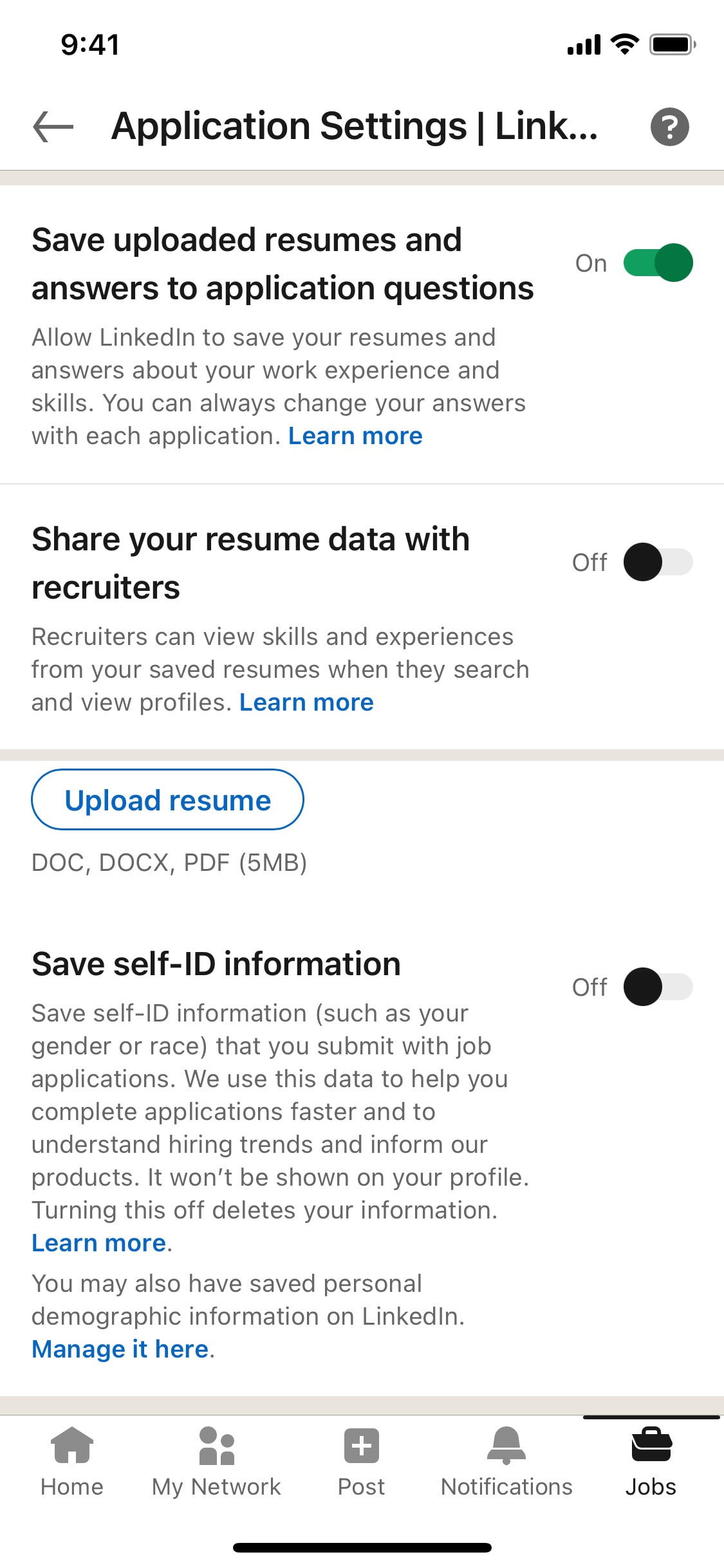 LinkedIn iOS screen 59