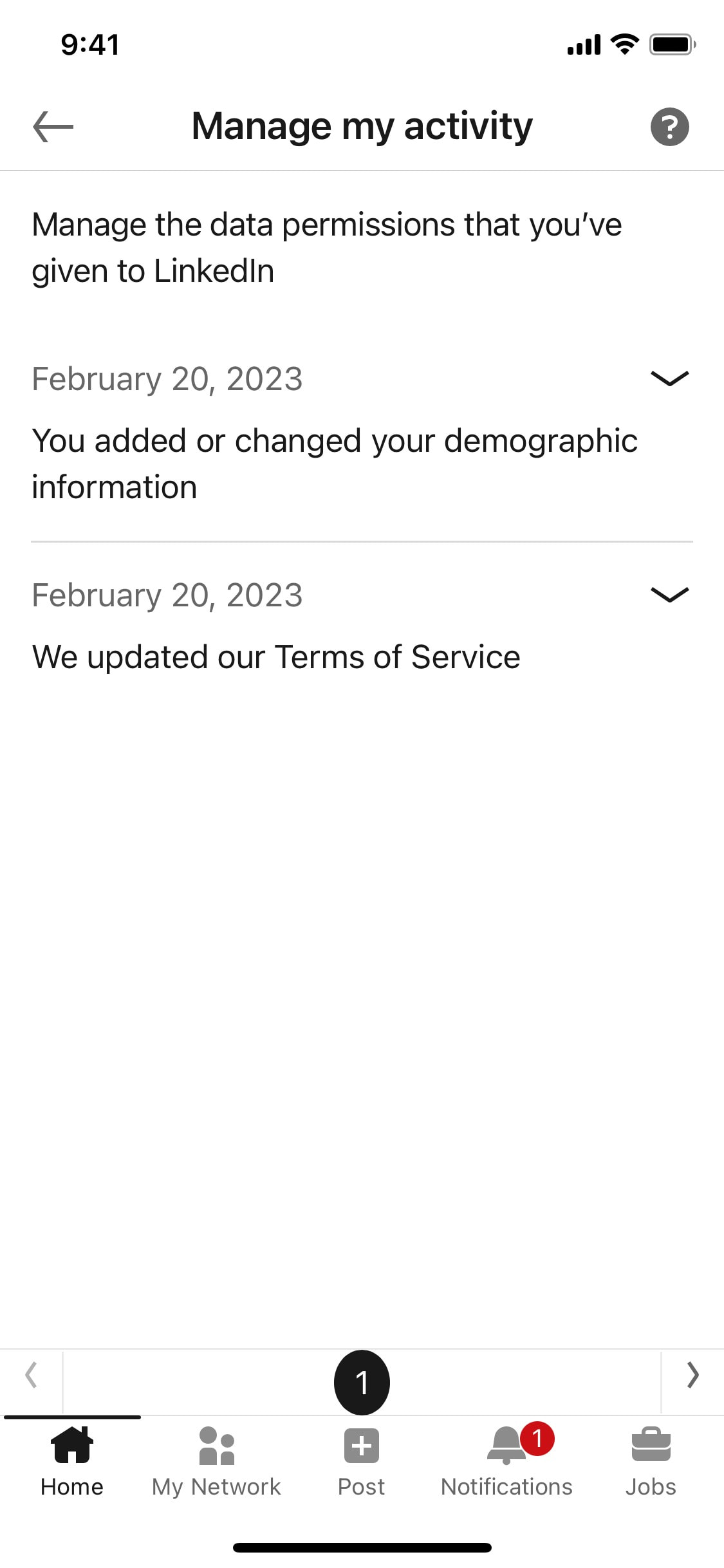 LinkedIn iOS screen 382