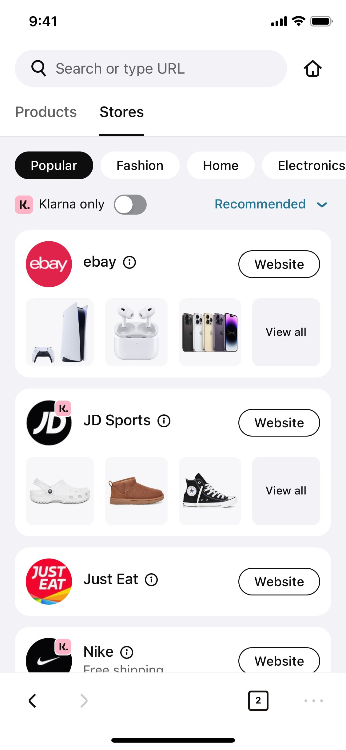 Klarna iOS screen 384