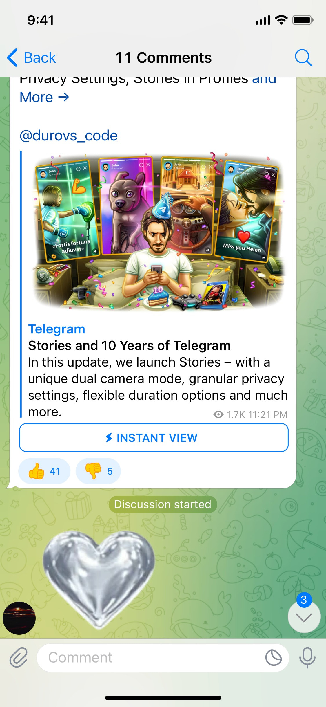 Telegram iOS screen 273