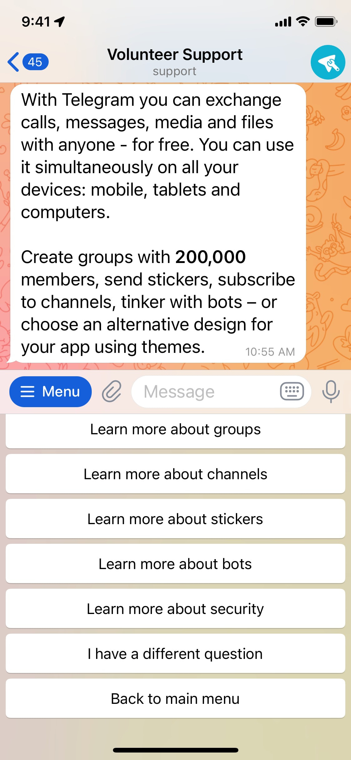 Telegram iOS screen 628