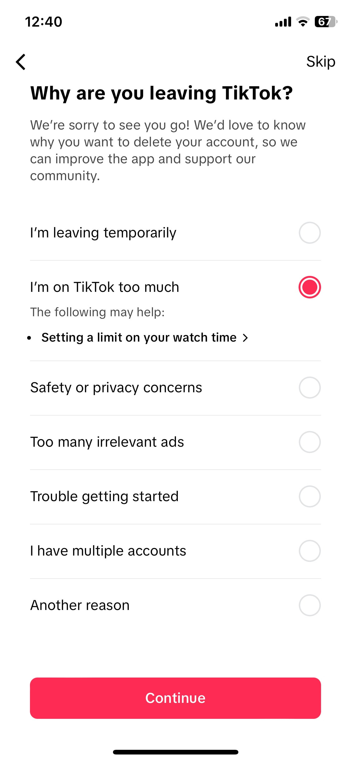 TikTok iOS screen 738