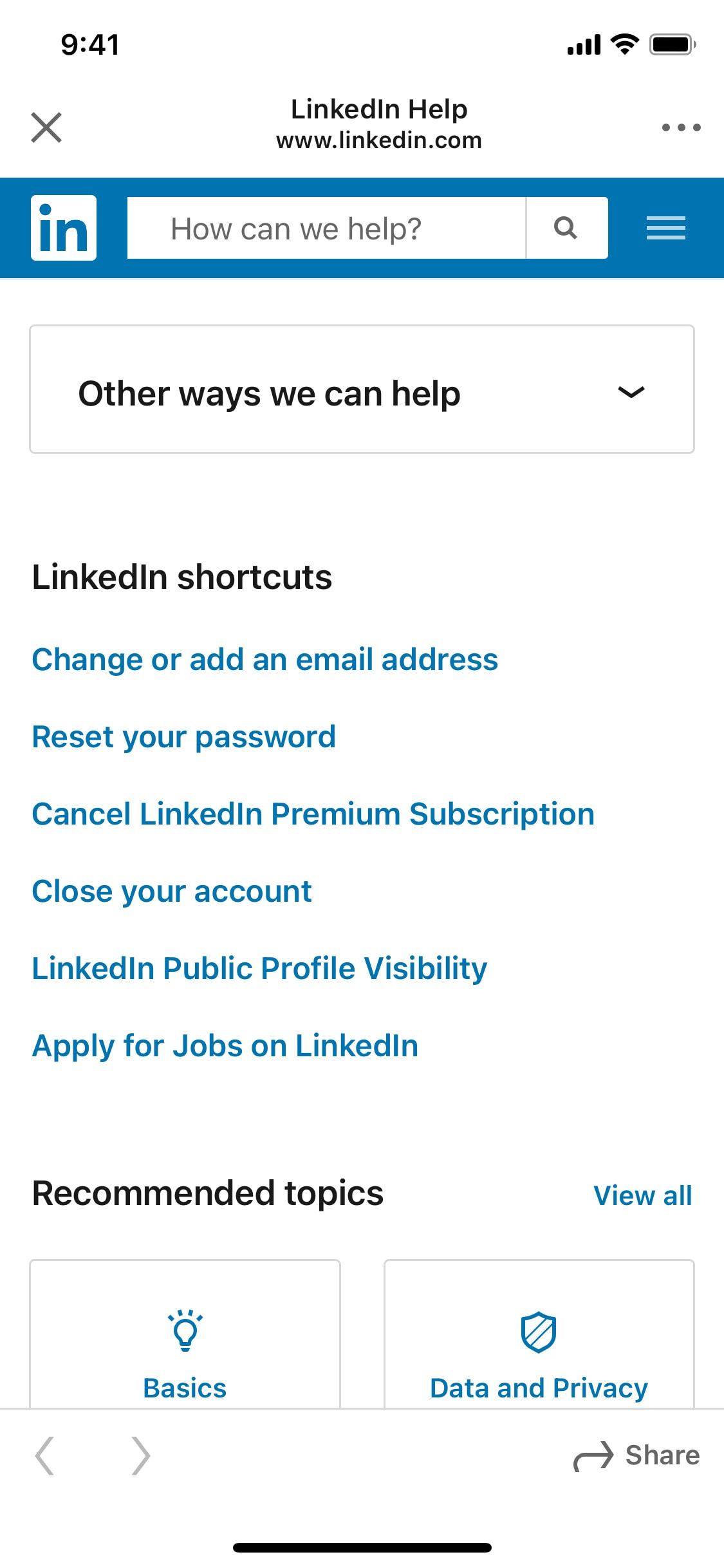 LinkedIn iOS screen 295