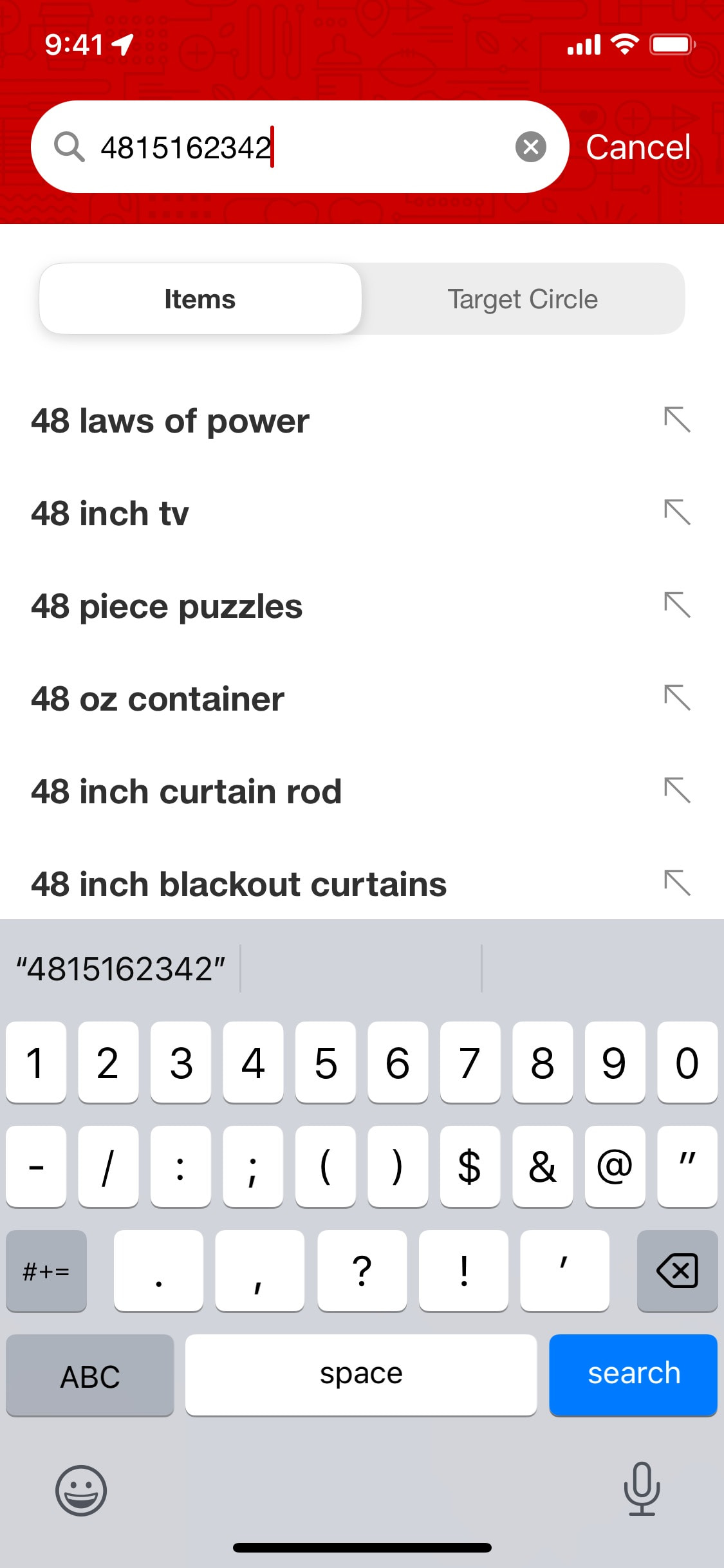 Target iOS screen 421