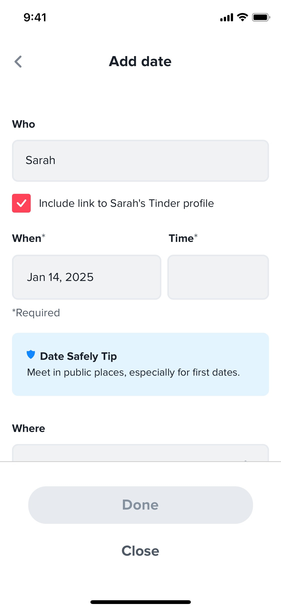 Tinder iOS screen 130