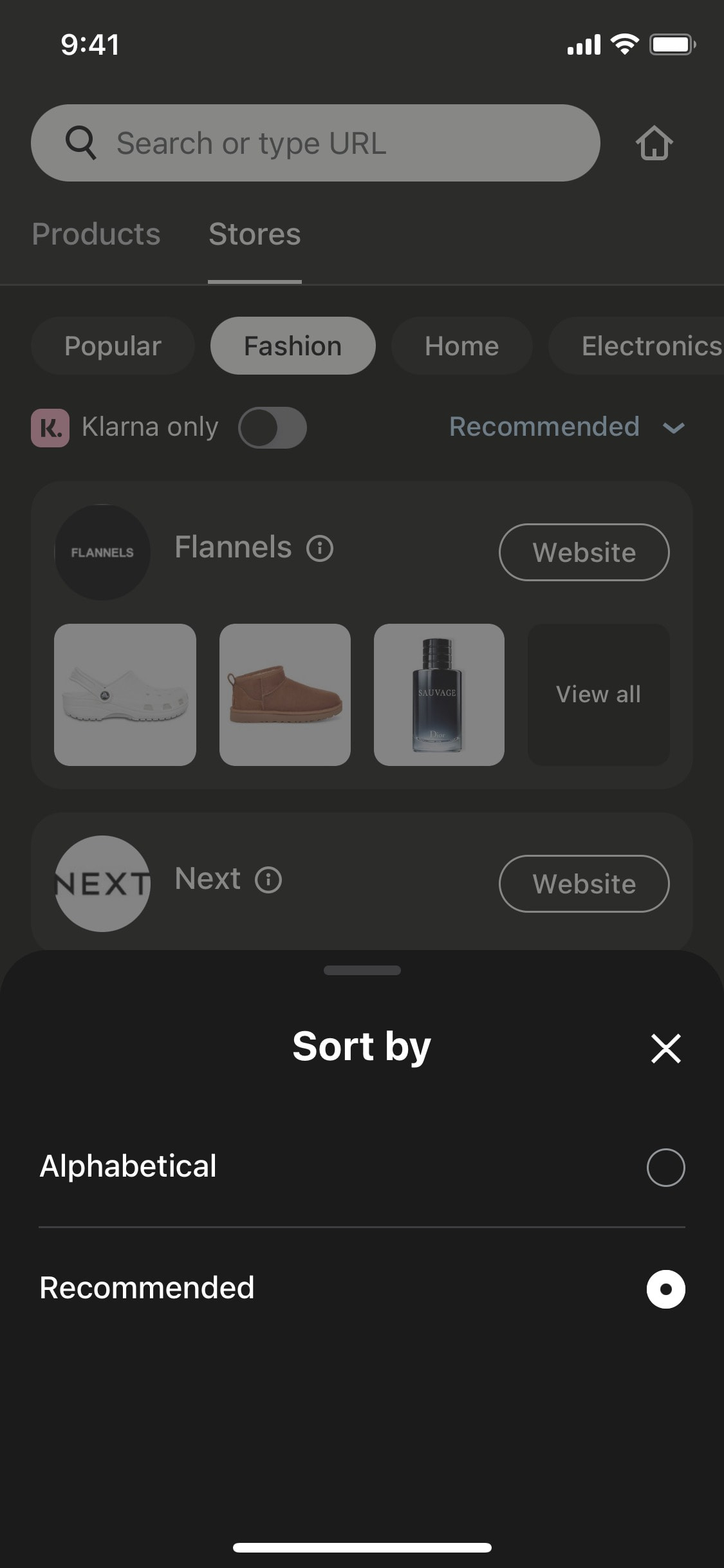 Klarna iOS screen 412
