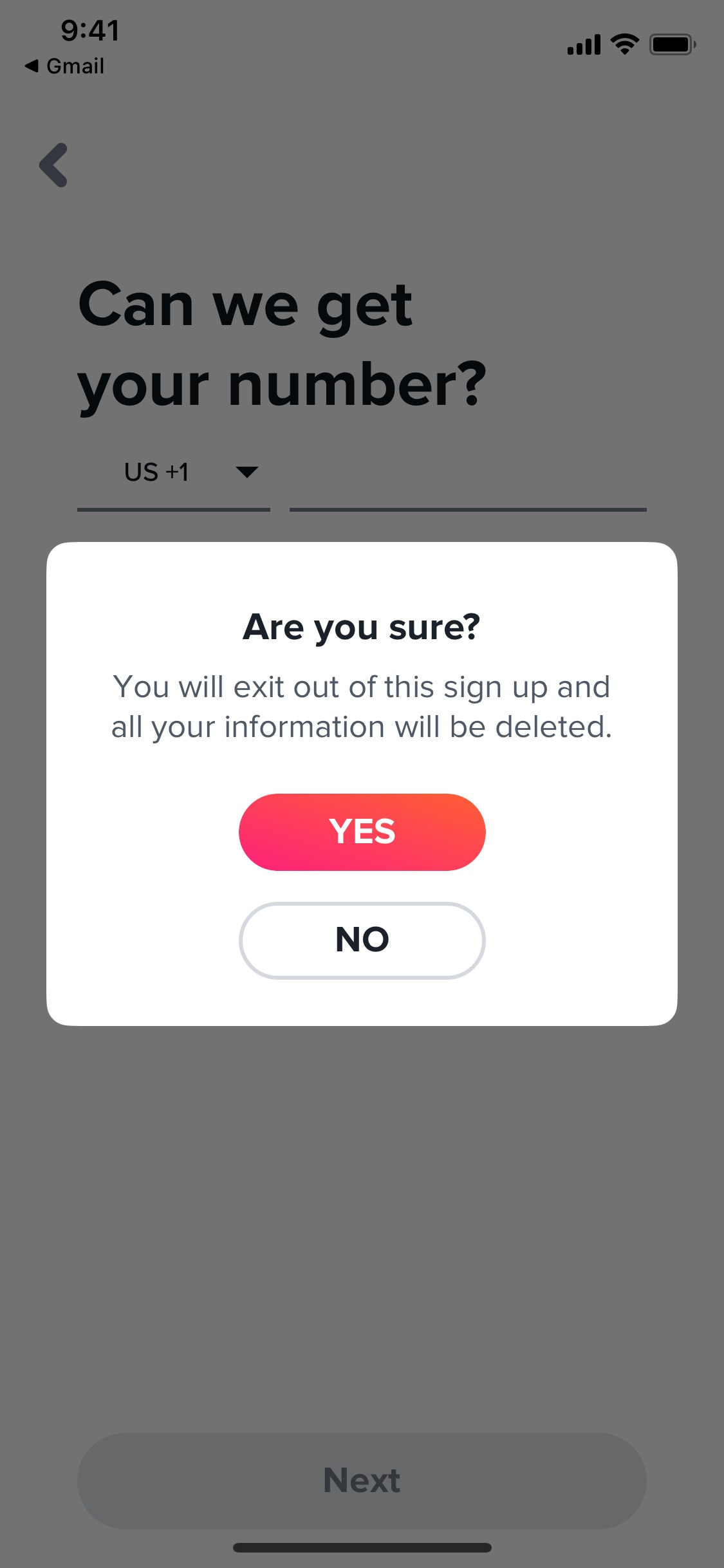 Tinder iOS screen 468