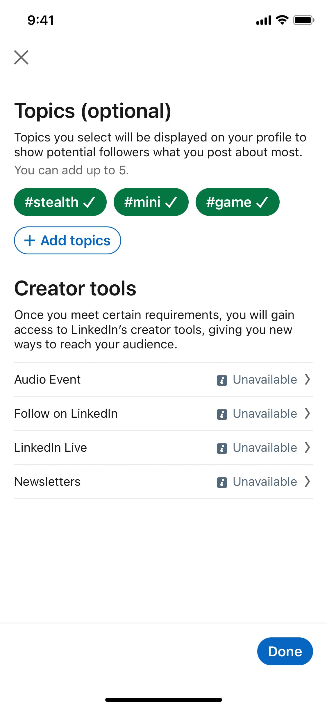 LinkedIn iOS screen 112