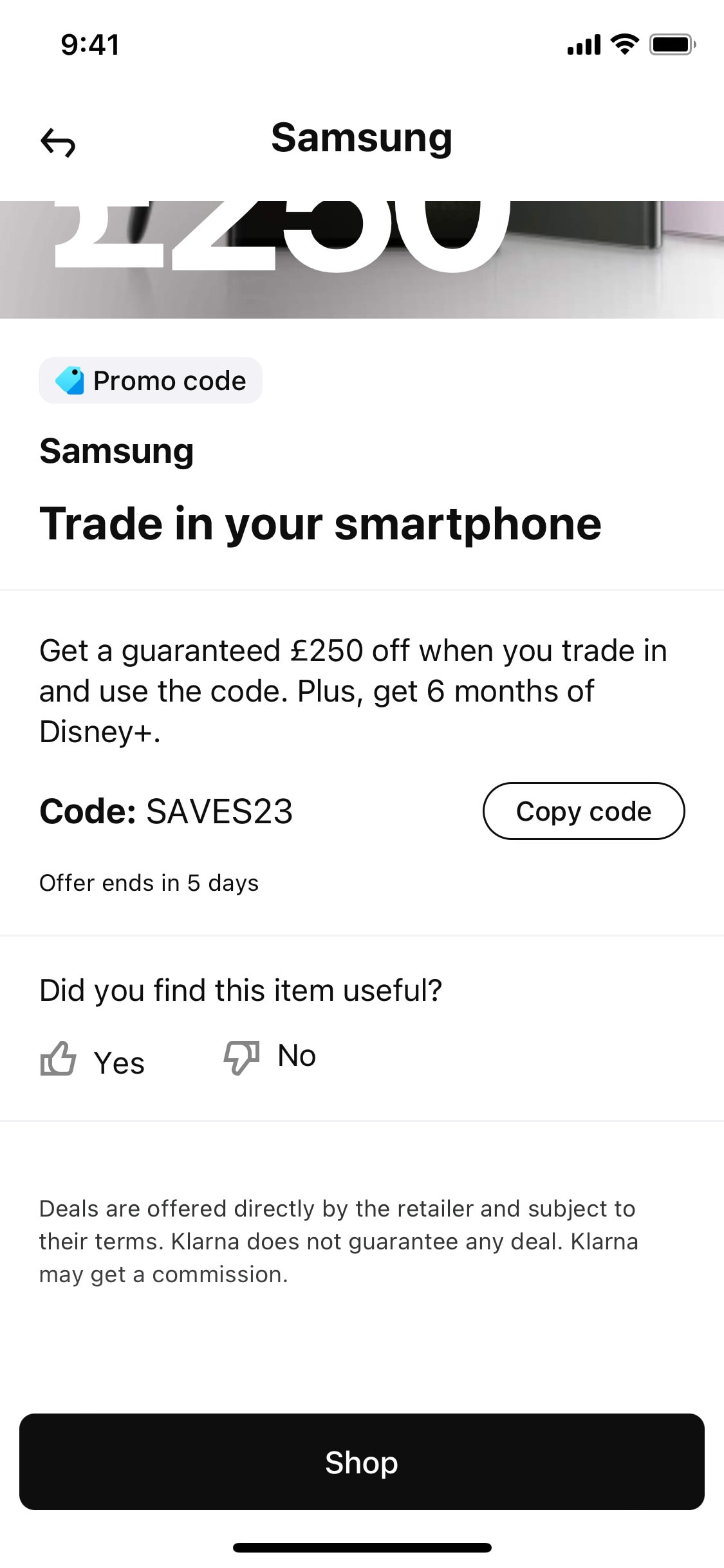 Klarna iOS screen 574