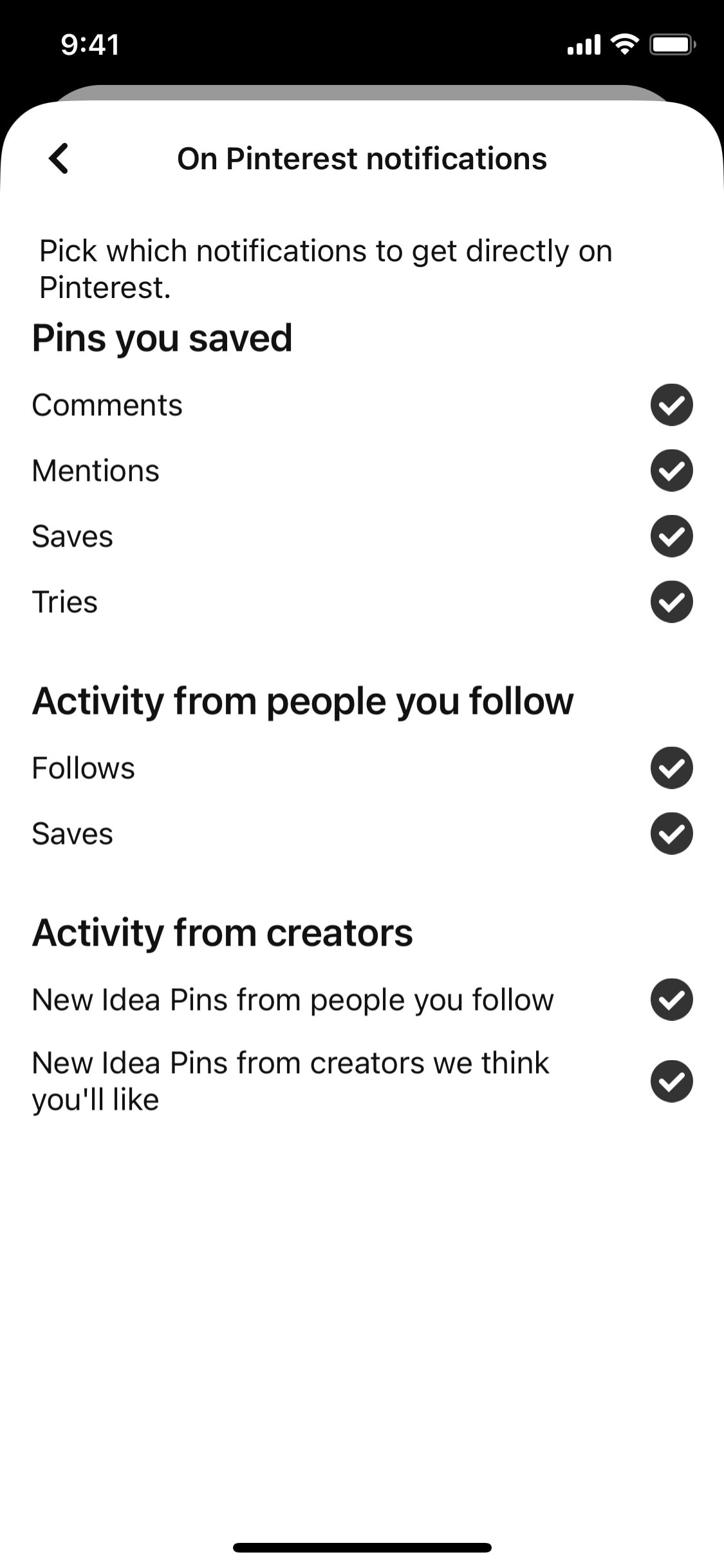 Pinterest iOS screen 138