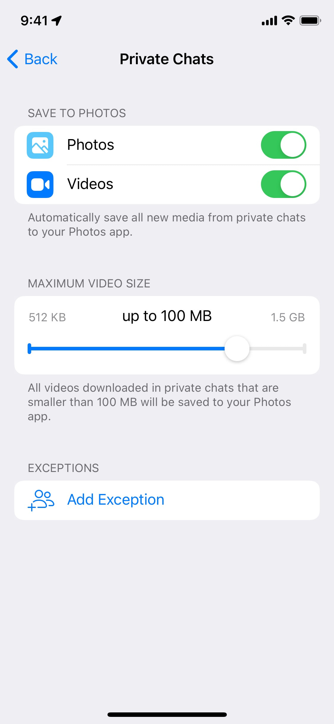 Telegram iOS screen 635
