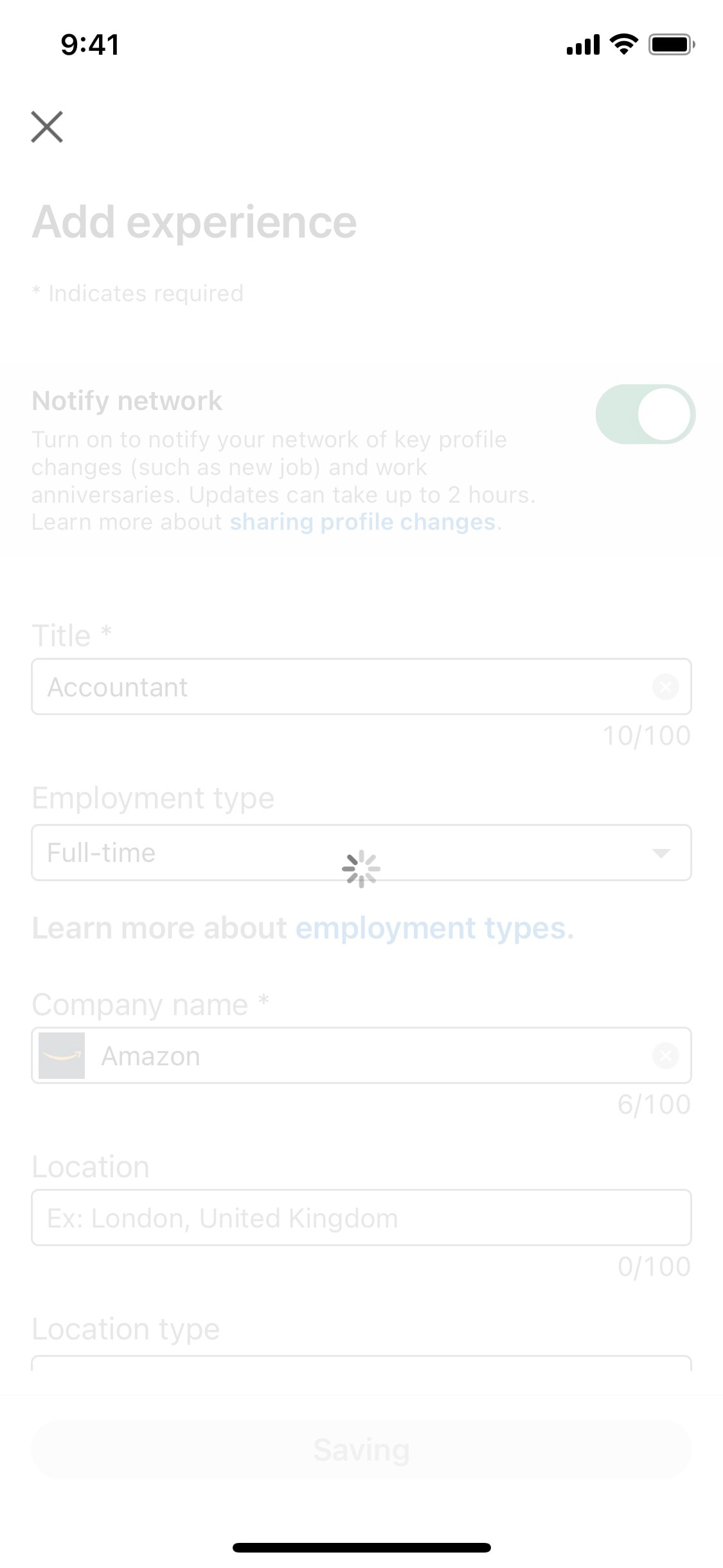 LinkedIn iOS screen 387