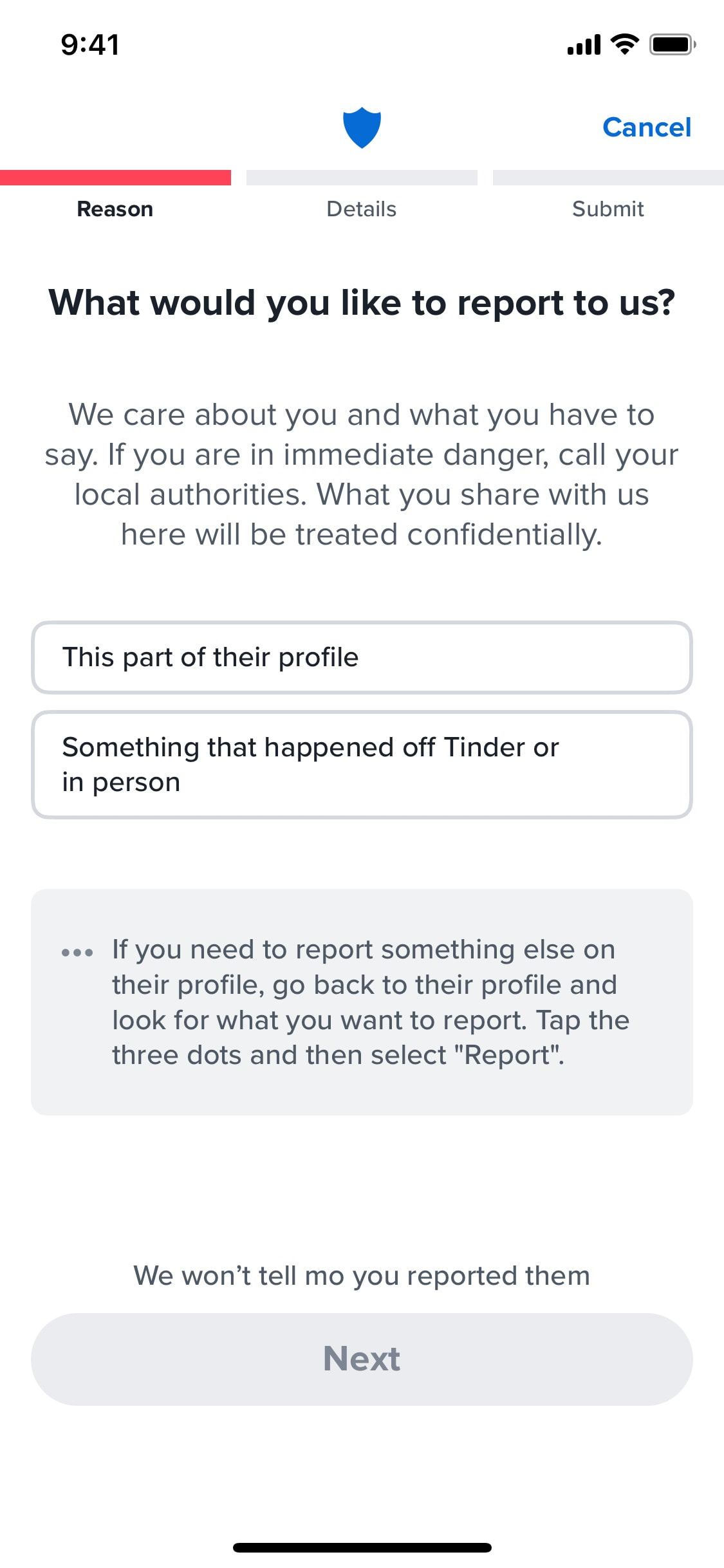 Tinder iOS screen 255