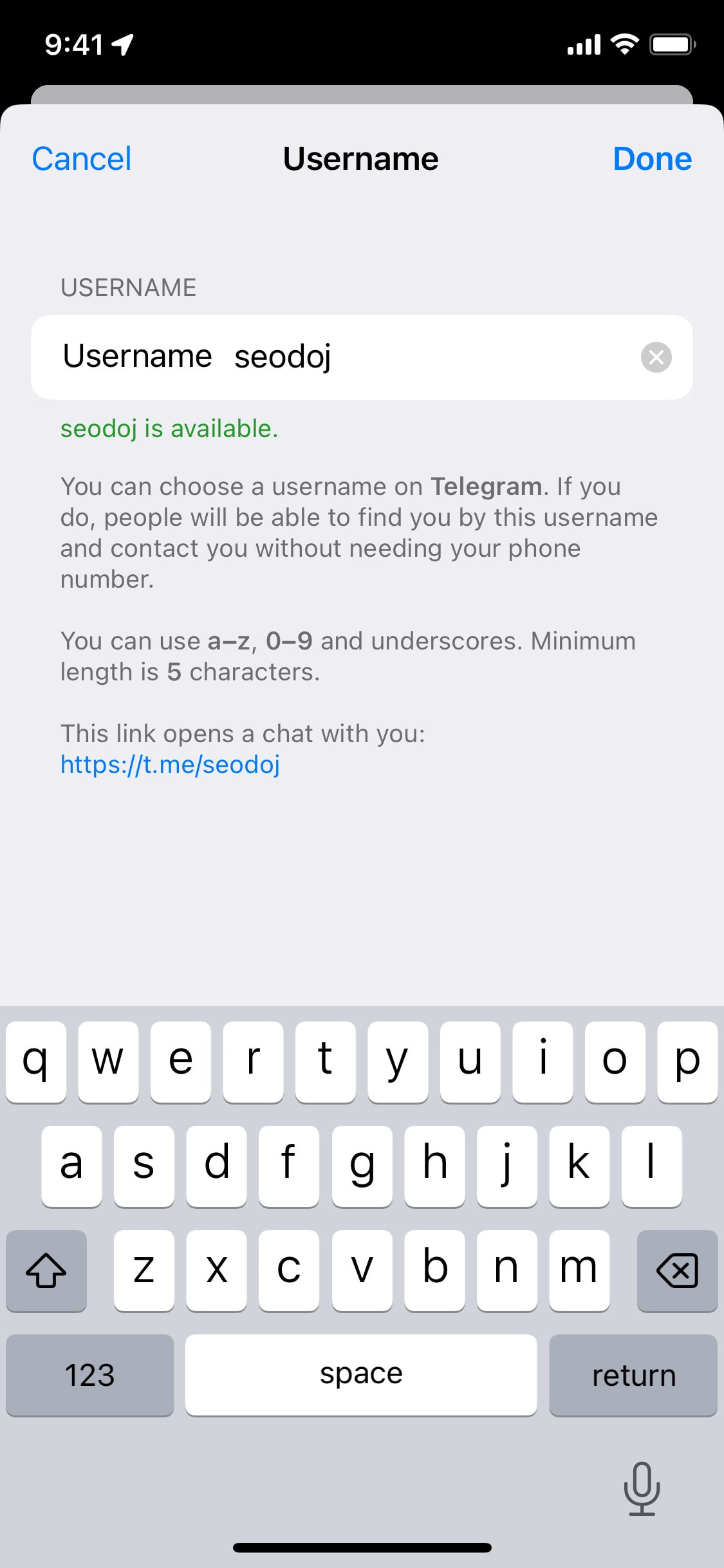 Telegram iOS screen 262
