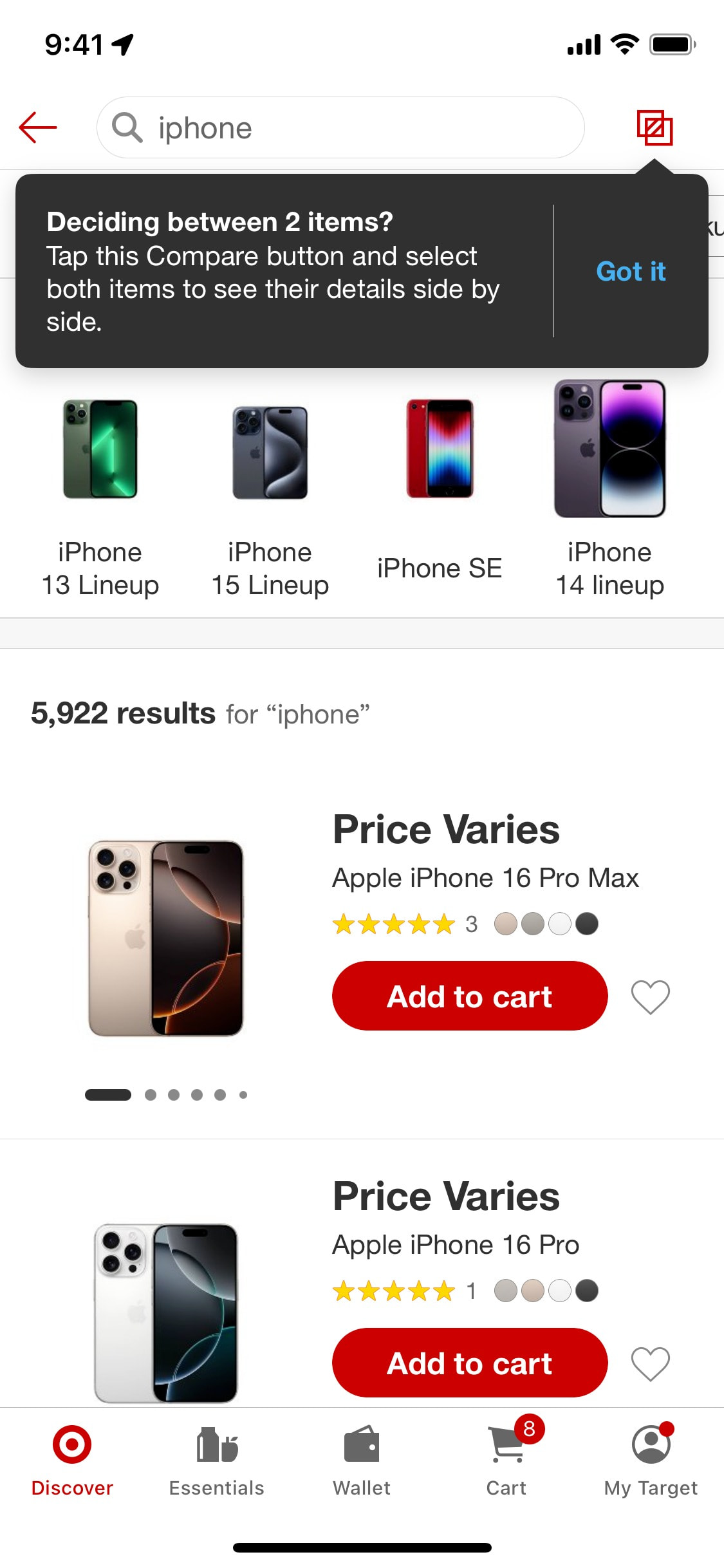 Target iOS screen 370