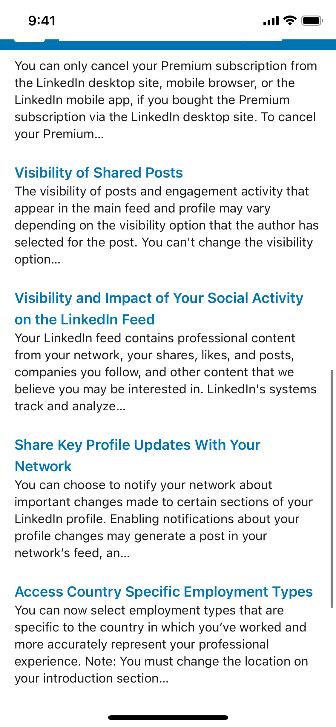 LinkedIn iOS screen 135