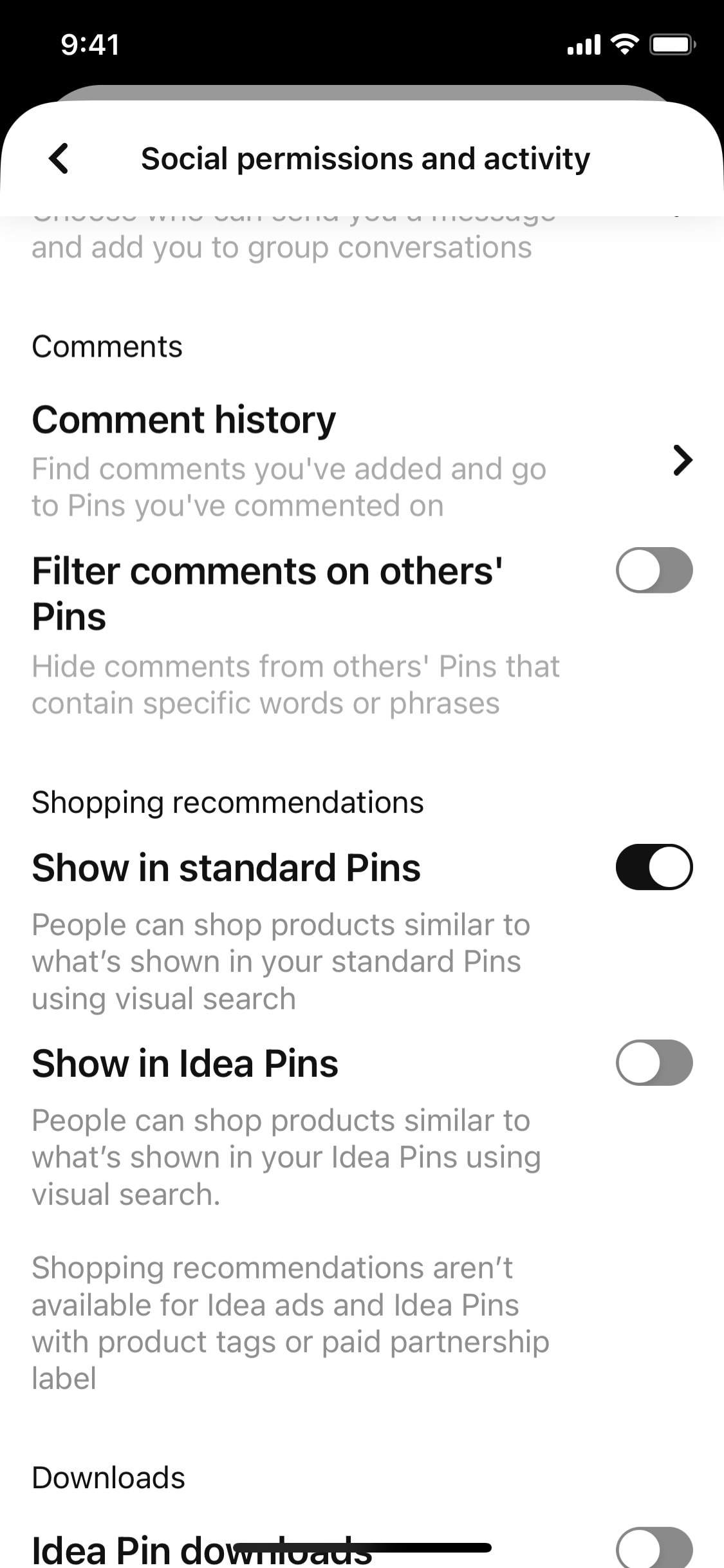 Pinterest iOS screen 111