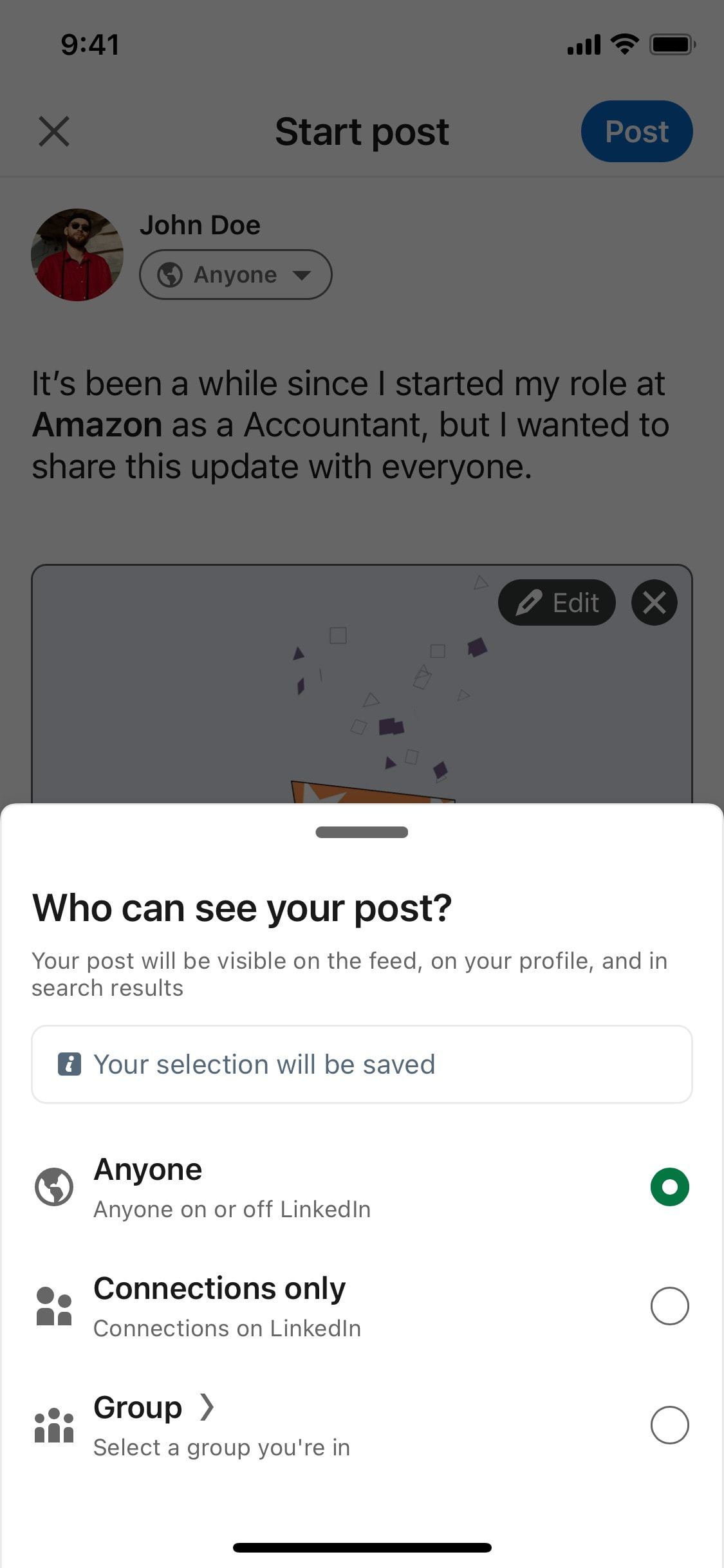 LinkedIn iOS screen 289