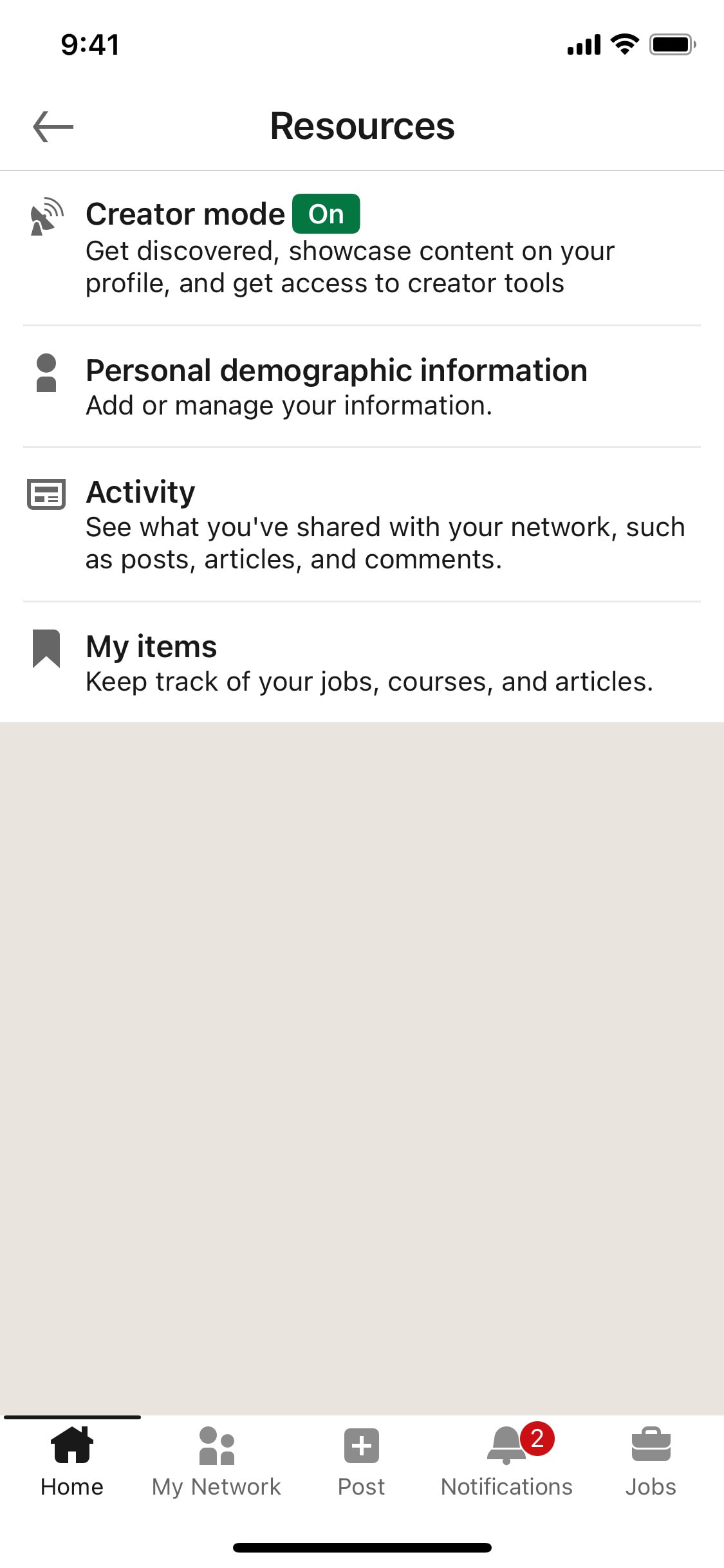 LinkedIn iOS screen 504