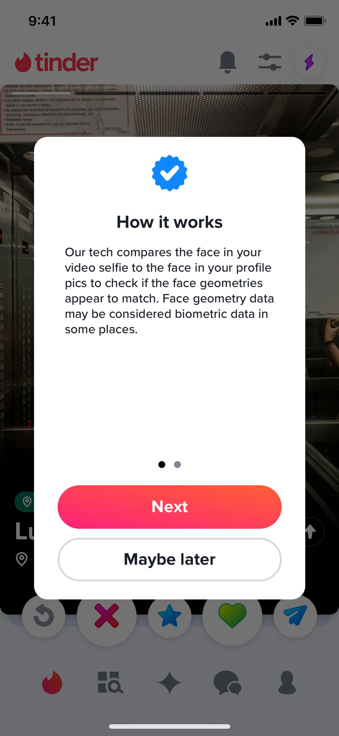 Tinder iOS screen 278