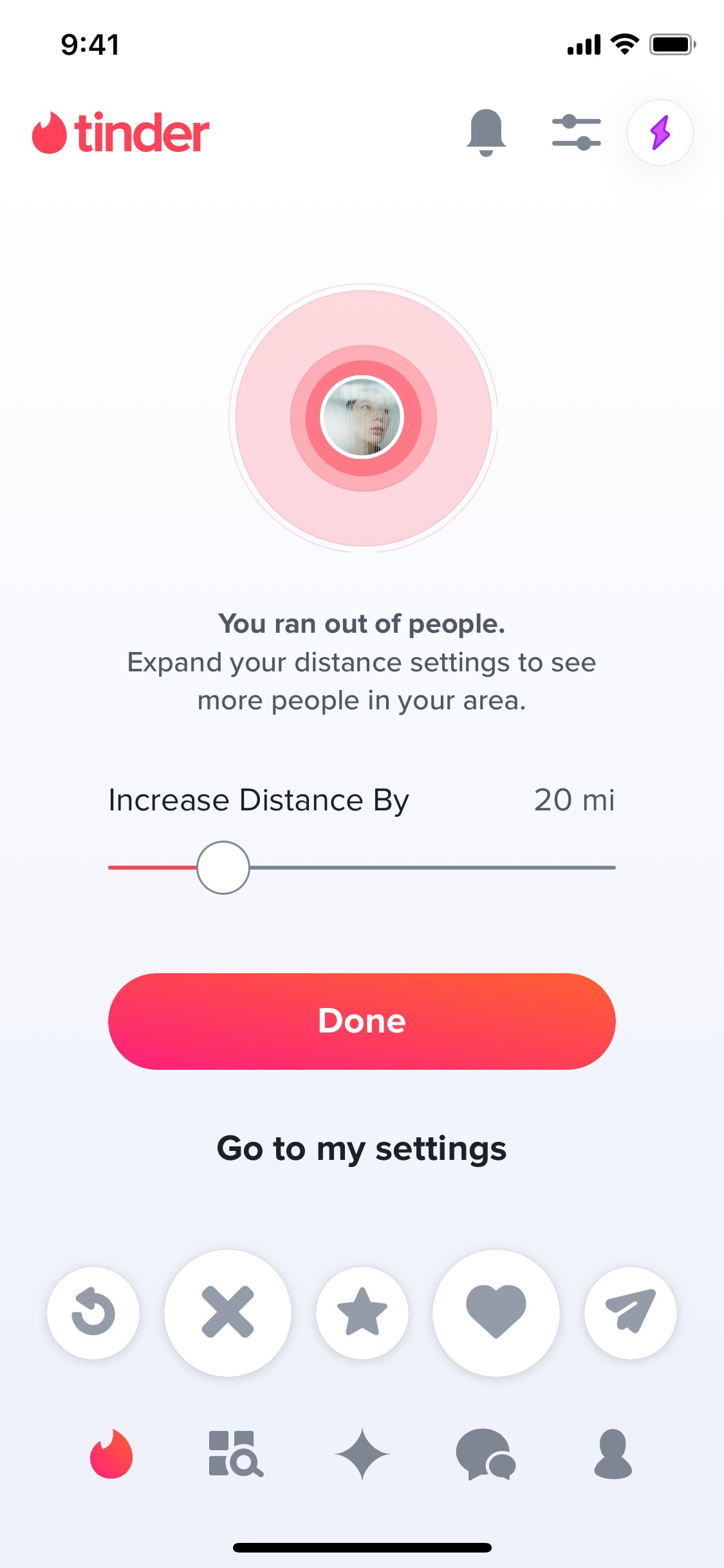 Tinder iOS screen 395