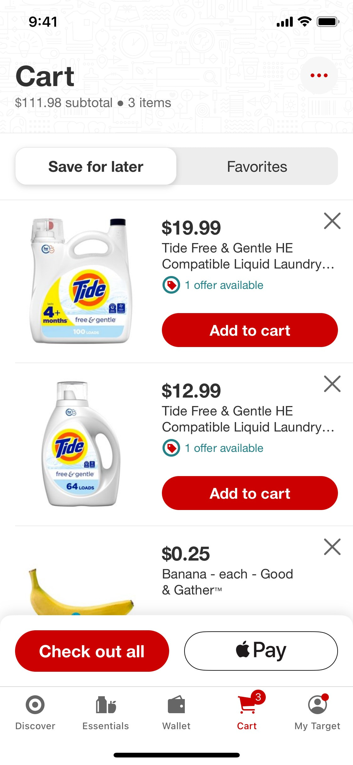 Target iOS screen 330