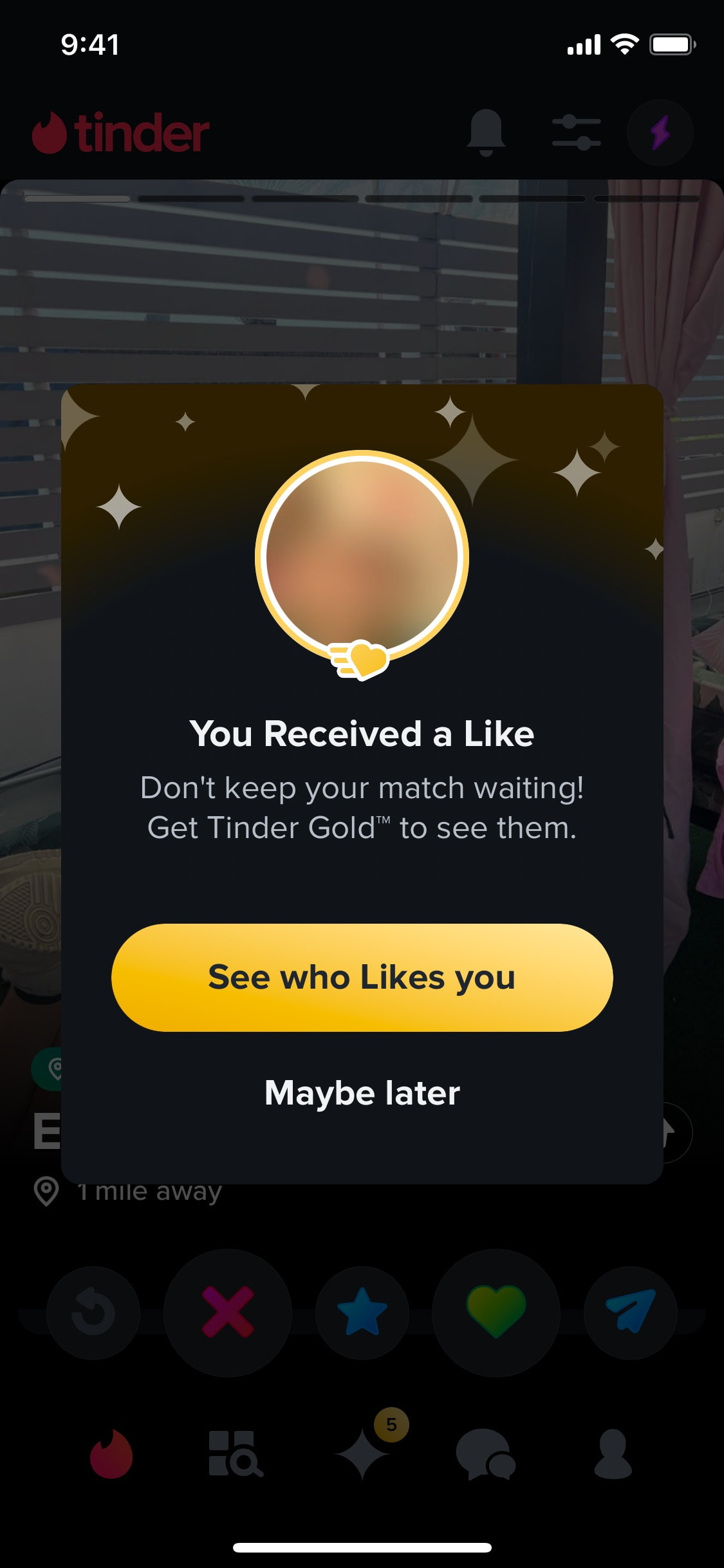 Tinder iOS screen 129